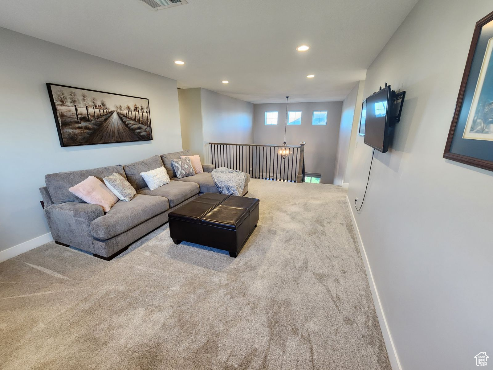 Living room featuring carpet floors