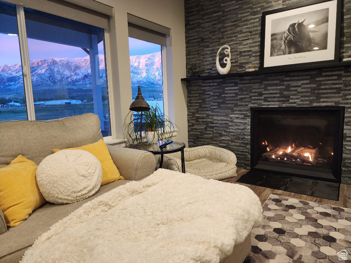 Bedroom with a mountain view