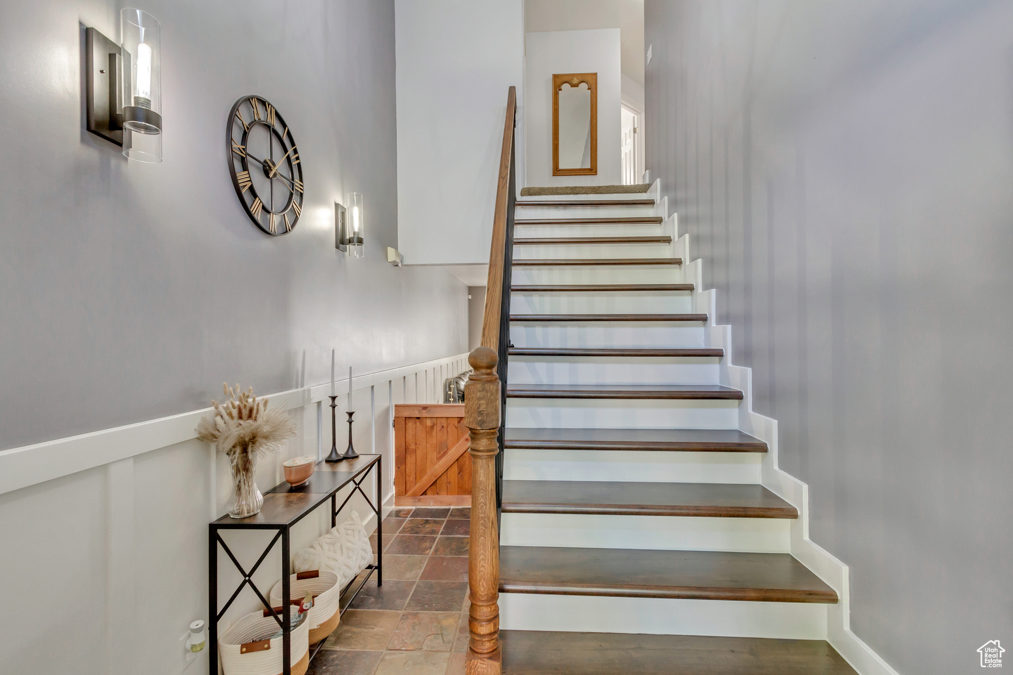 Stairway featuring tile patterned flooring