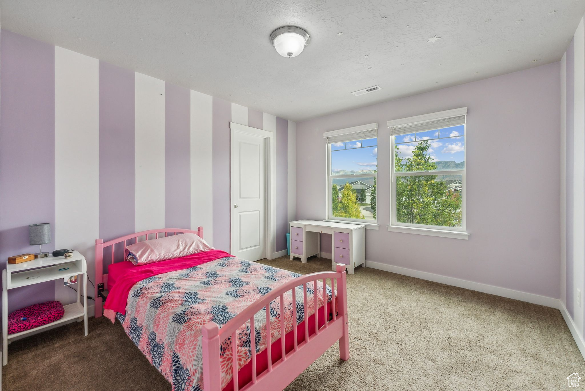 Bedroom with carpet floors