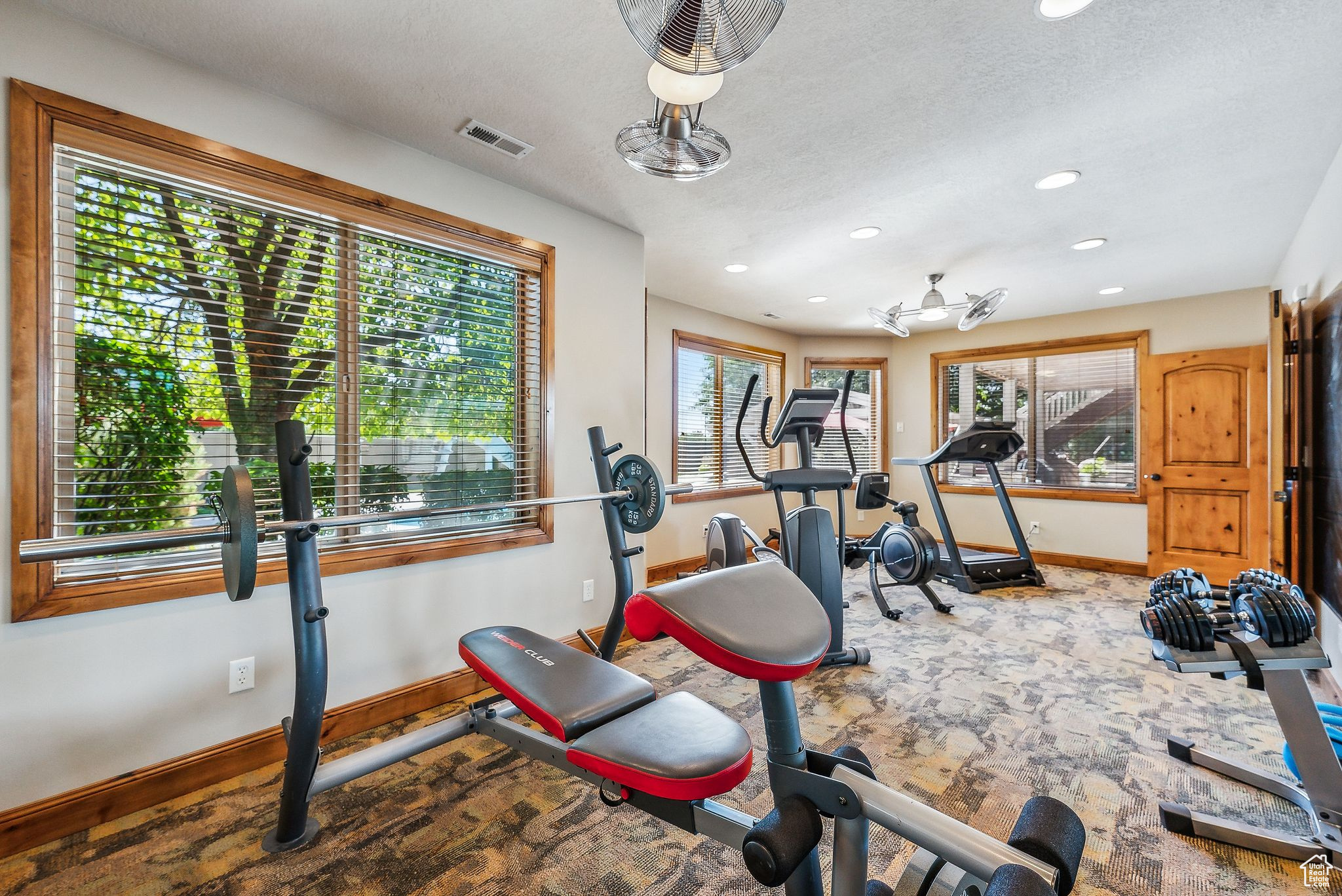 Exercise area featuring plenty of natural light