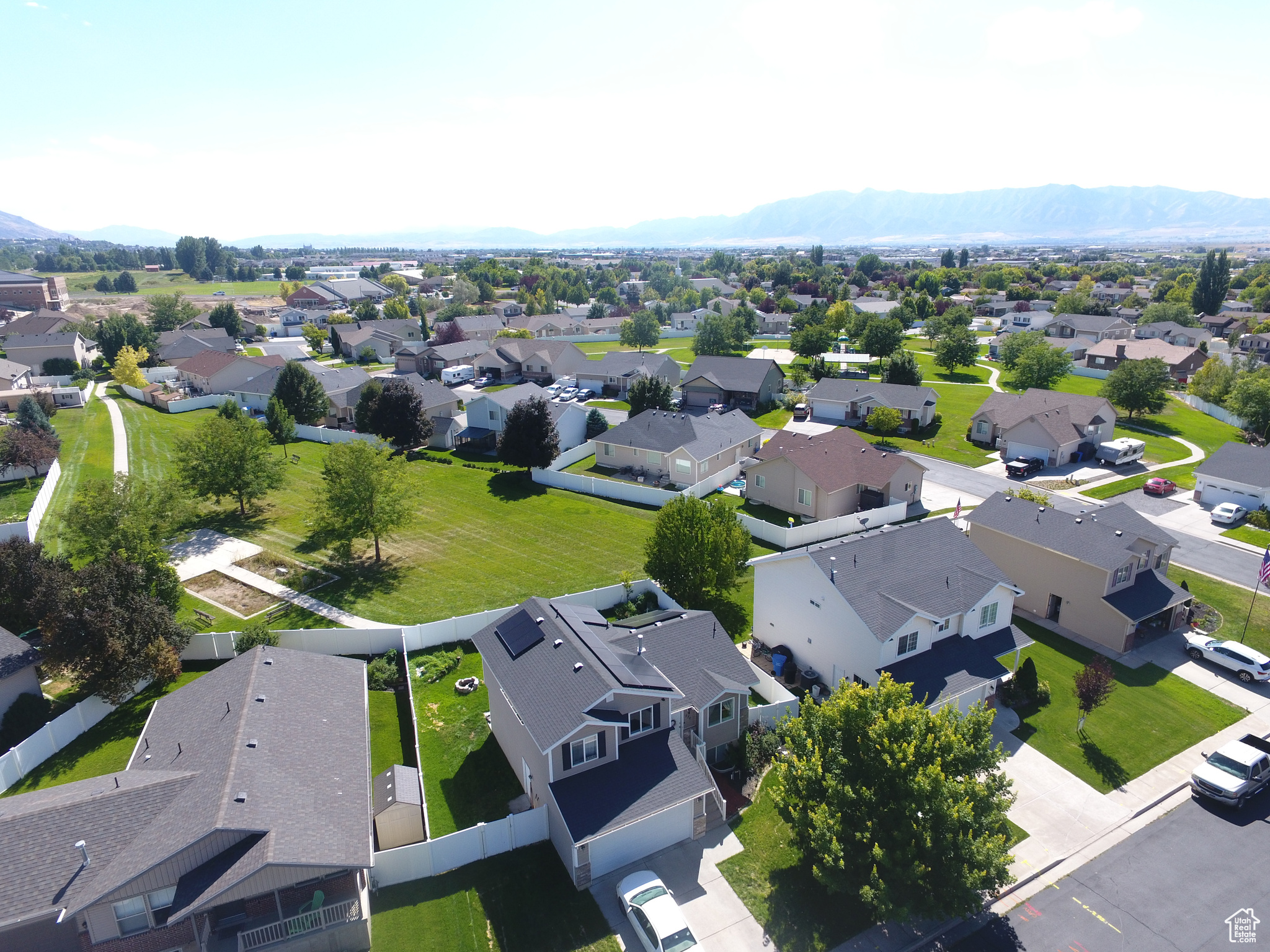 Drone / aerial view with a mountain view