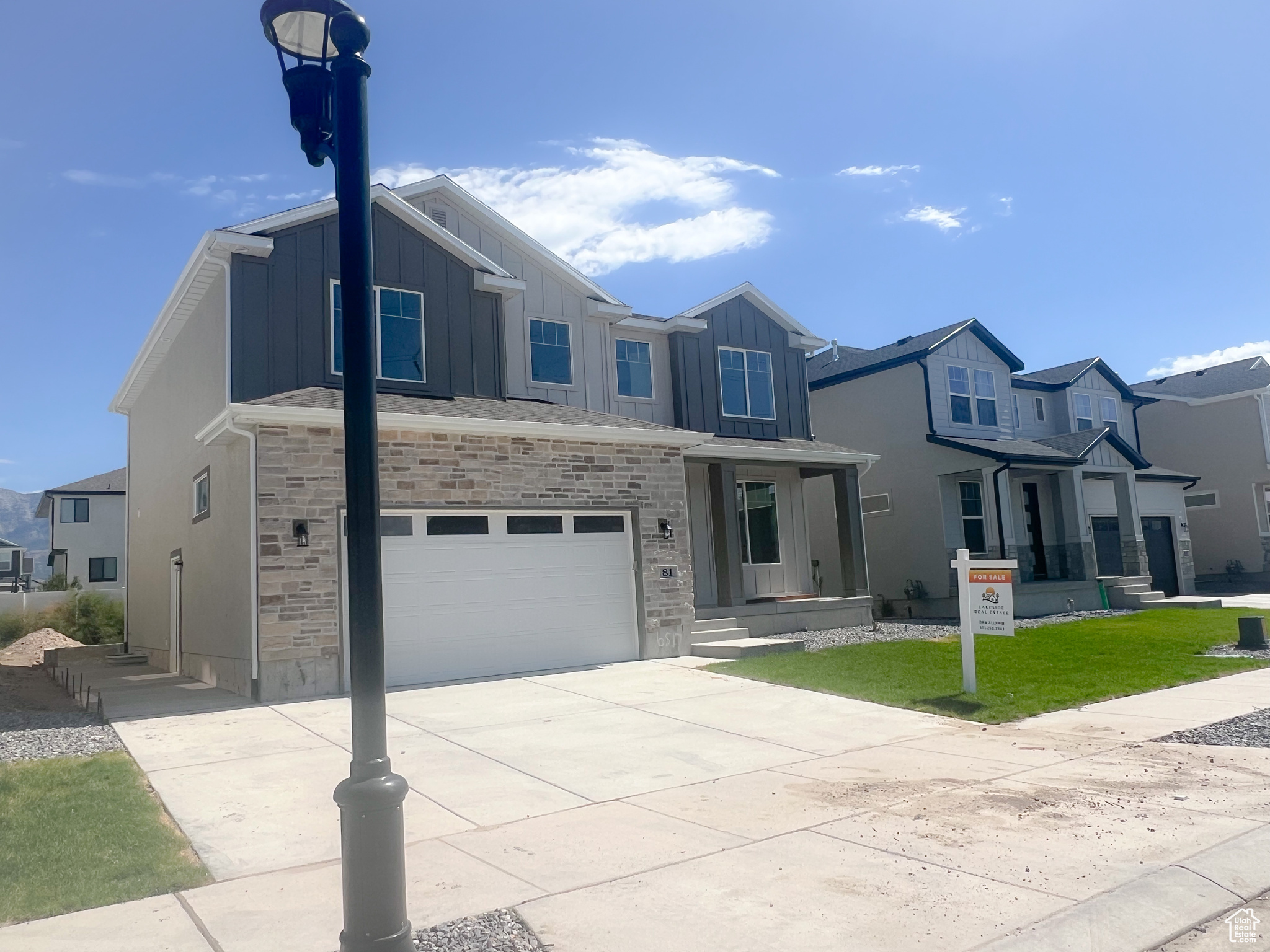 View of front of property with a garage