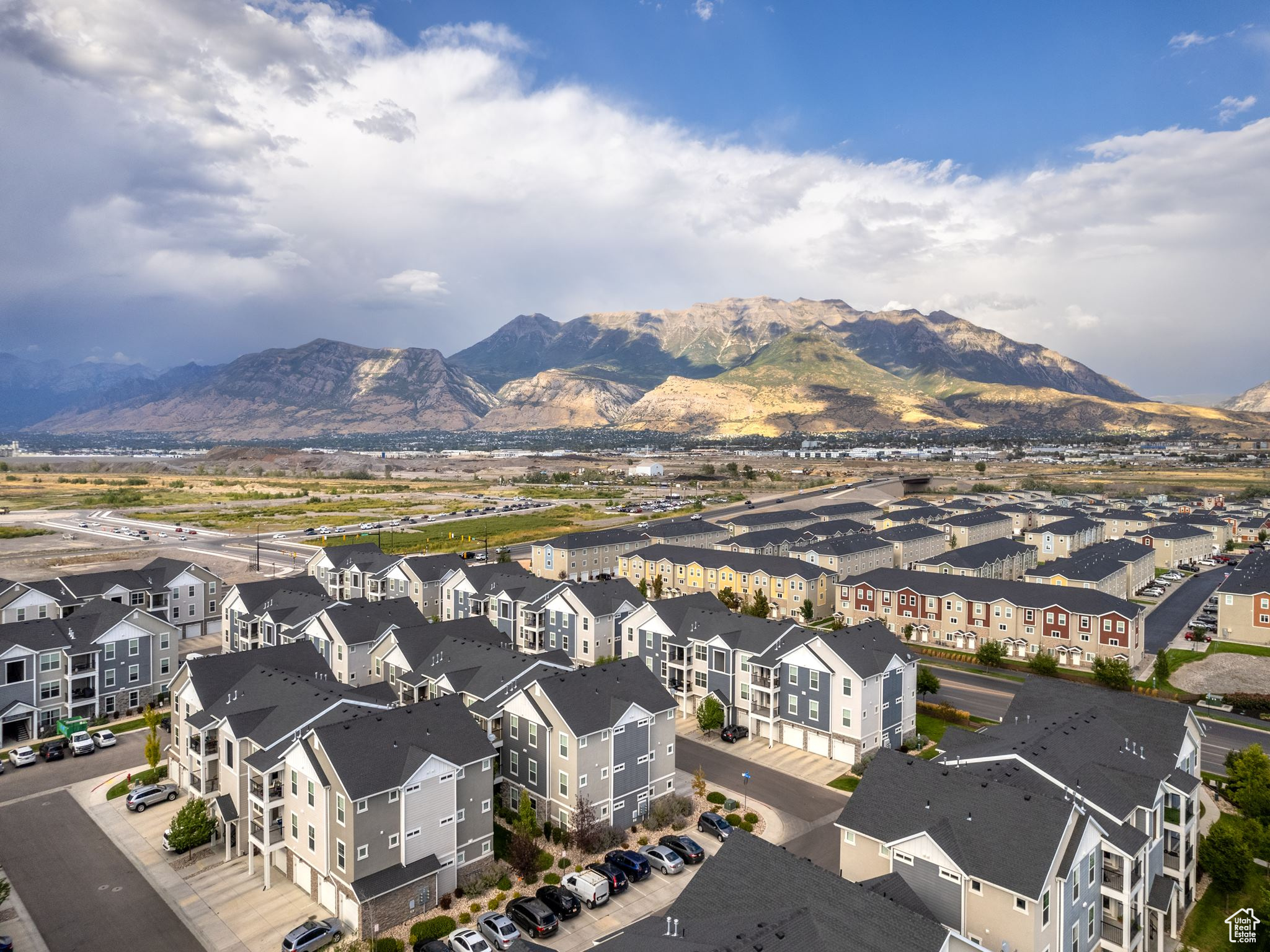 Drone / aerial view with a mountain view