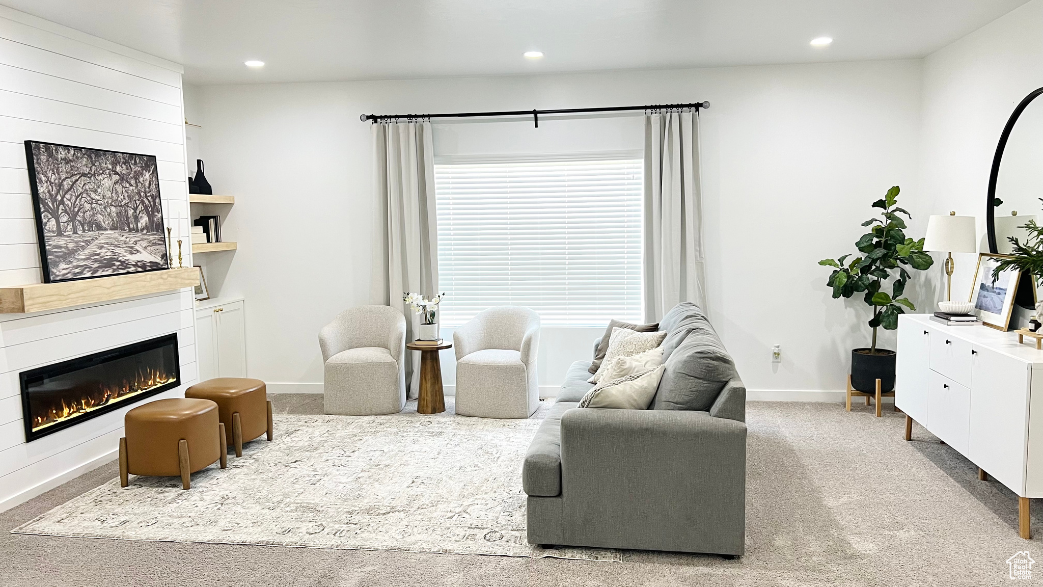 Living room featuring carpet flooring