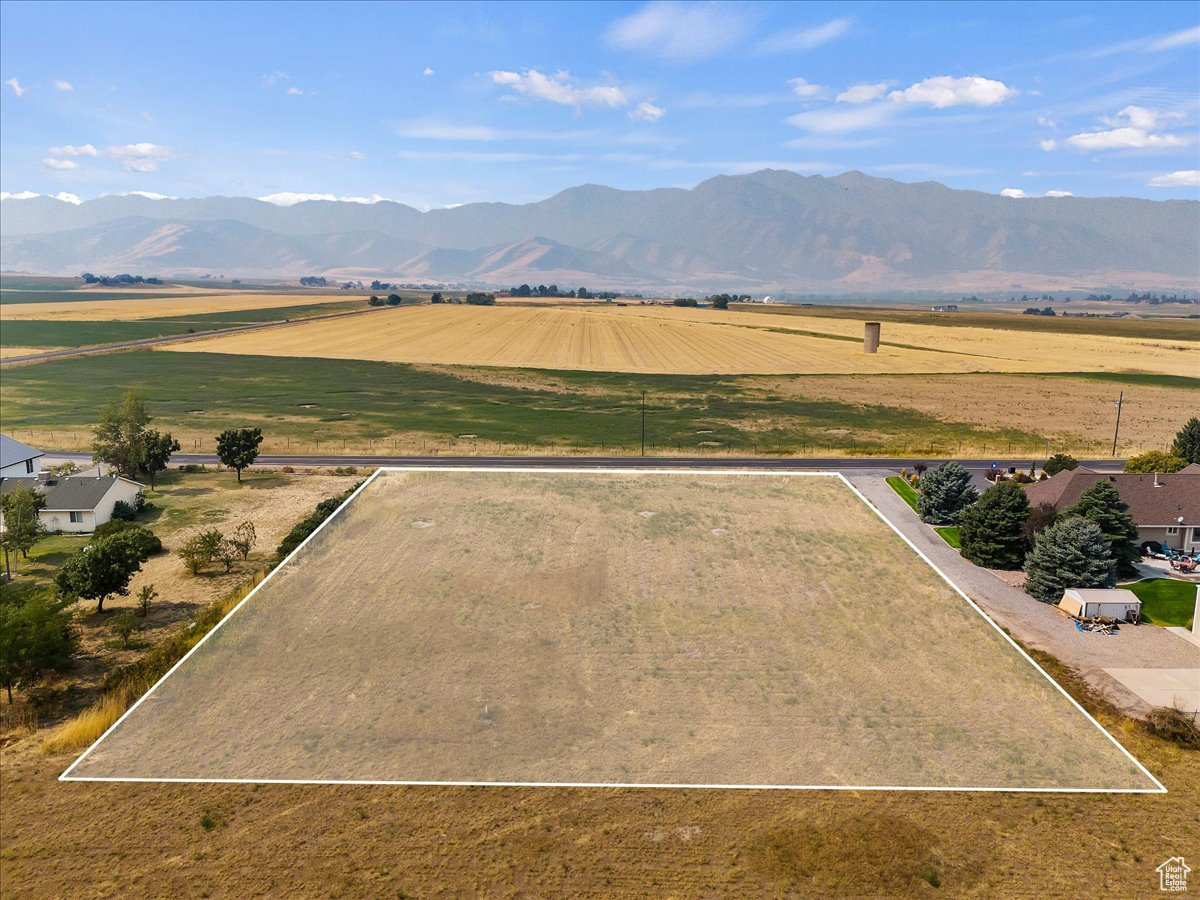 Aerial view with a mountain view and a rural view