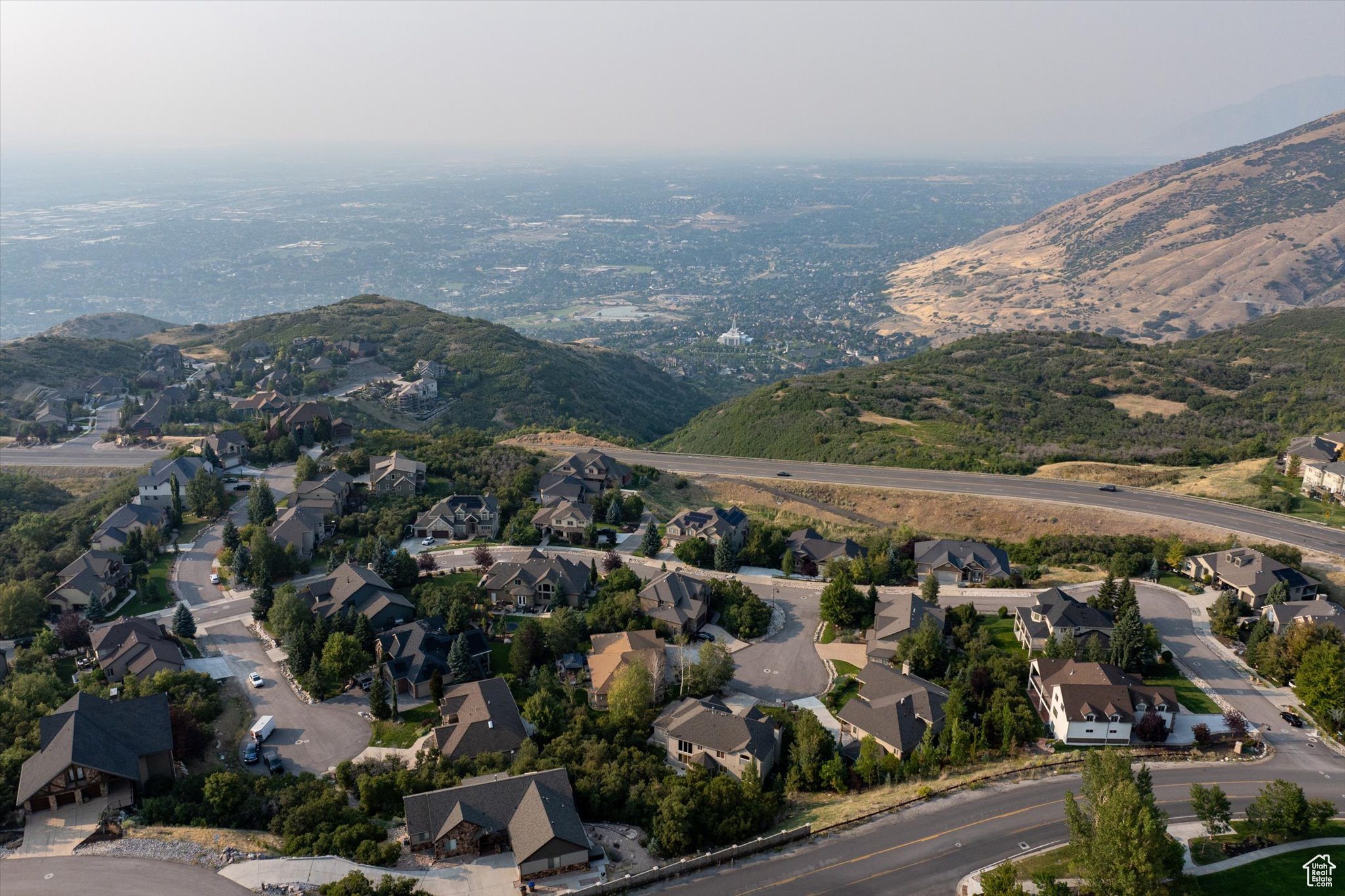 Drone / aerial view with a mountain view