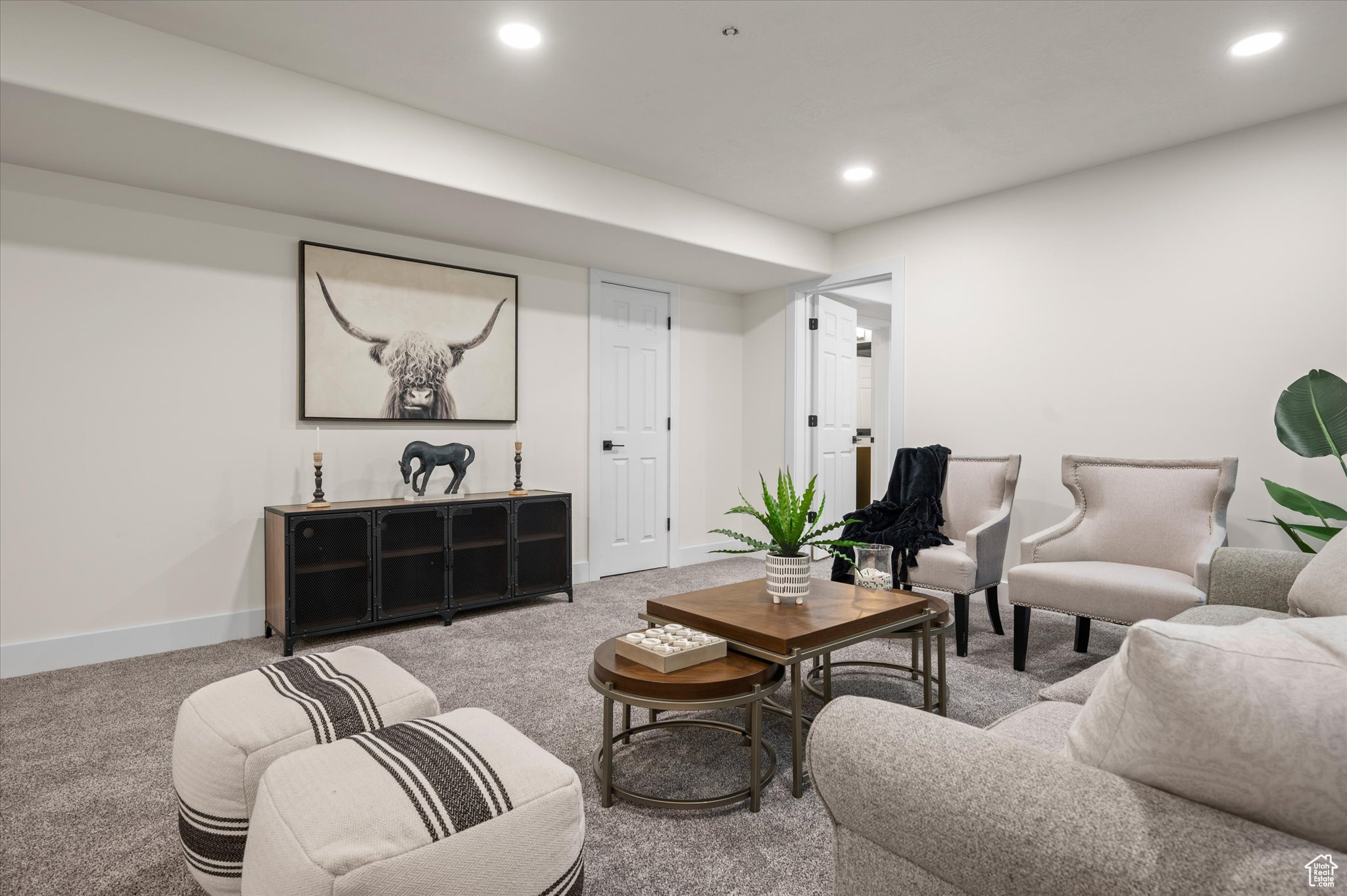 View of carpeted living room