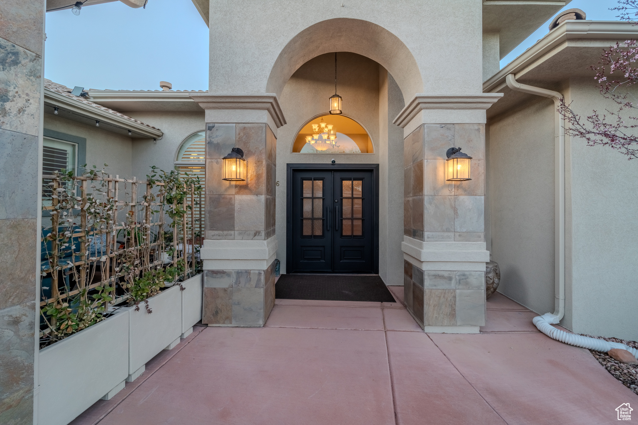 Doorway to property featuring french doors