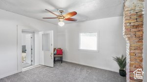 Interior space with ceiling fan