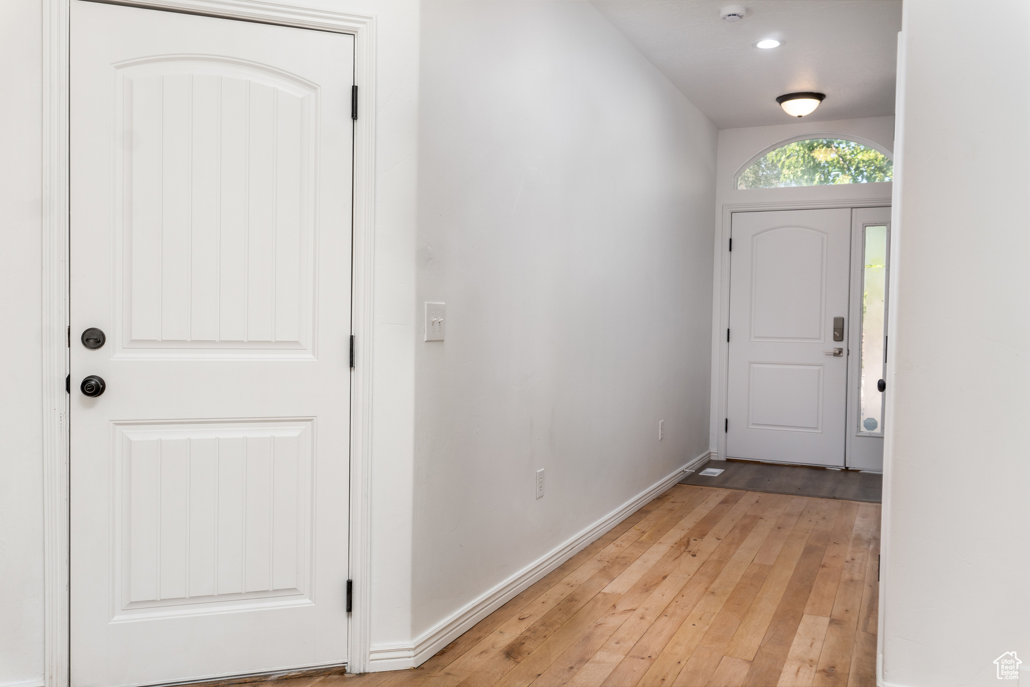 Foyer entrance featuring light wood-type flooring