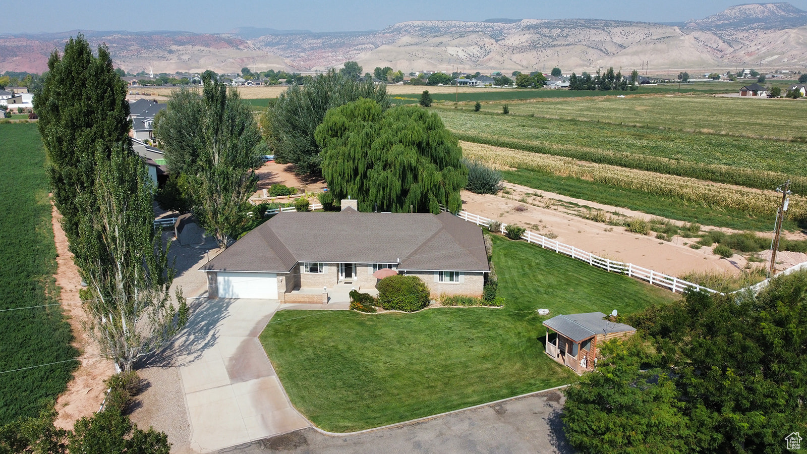 Drone / aerial view featuring a rural view and a mountain view