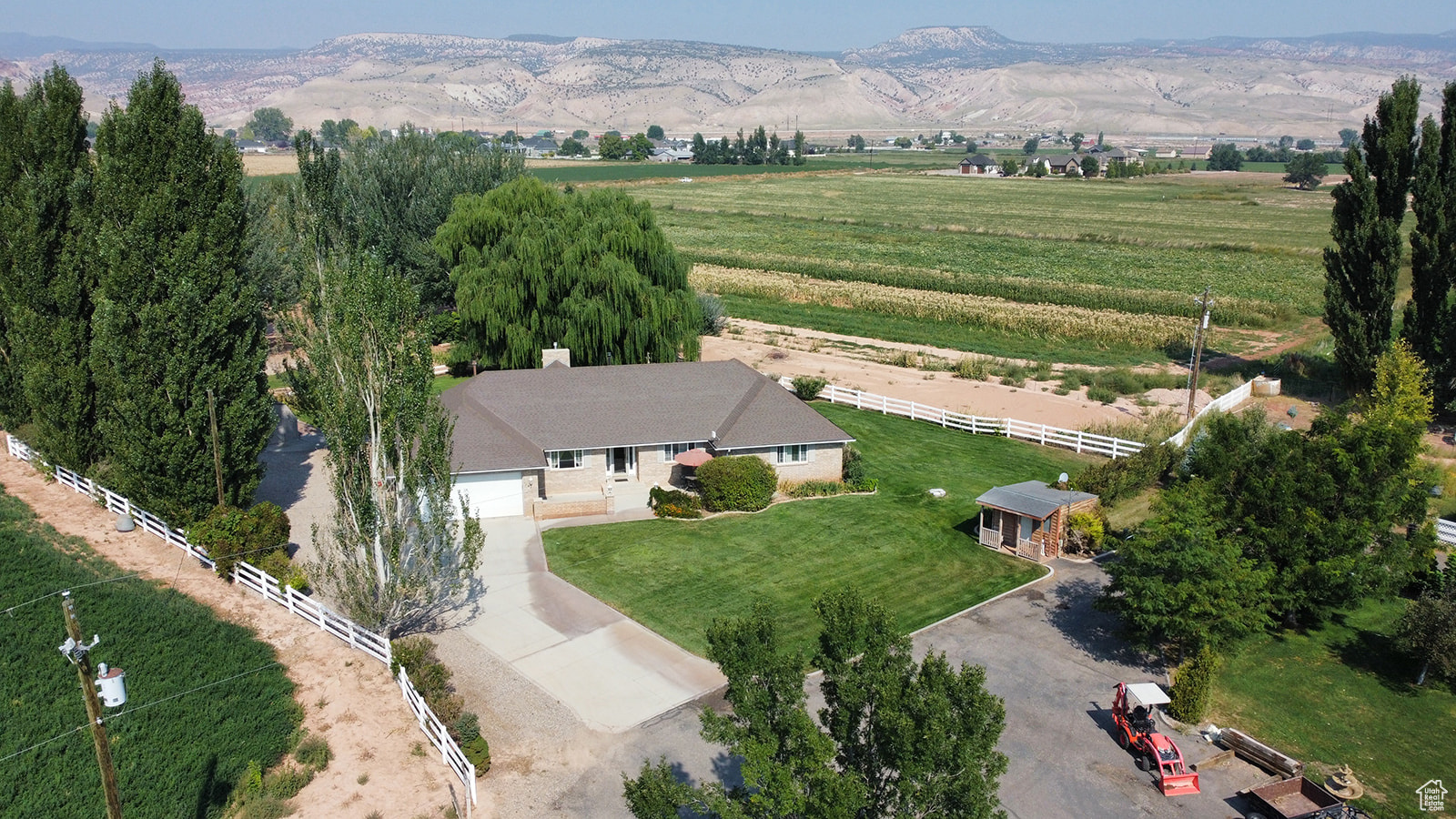 Drone / aerial view featuring a mountain view and a rural view