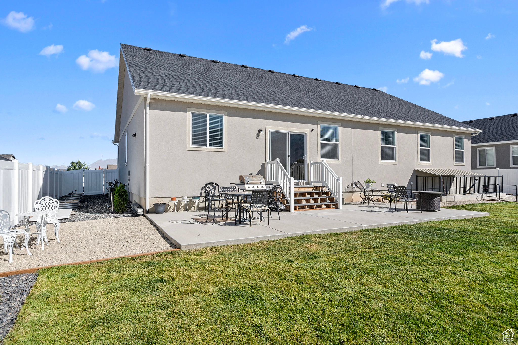Large patio with plenty of room for a entertaining , BBq and seating