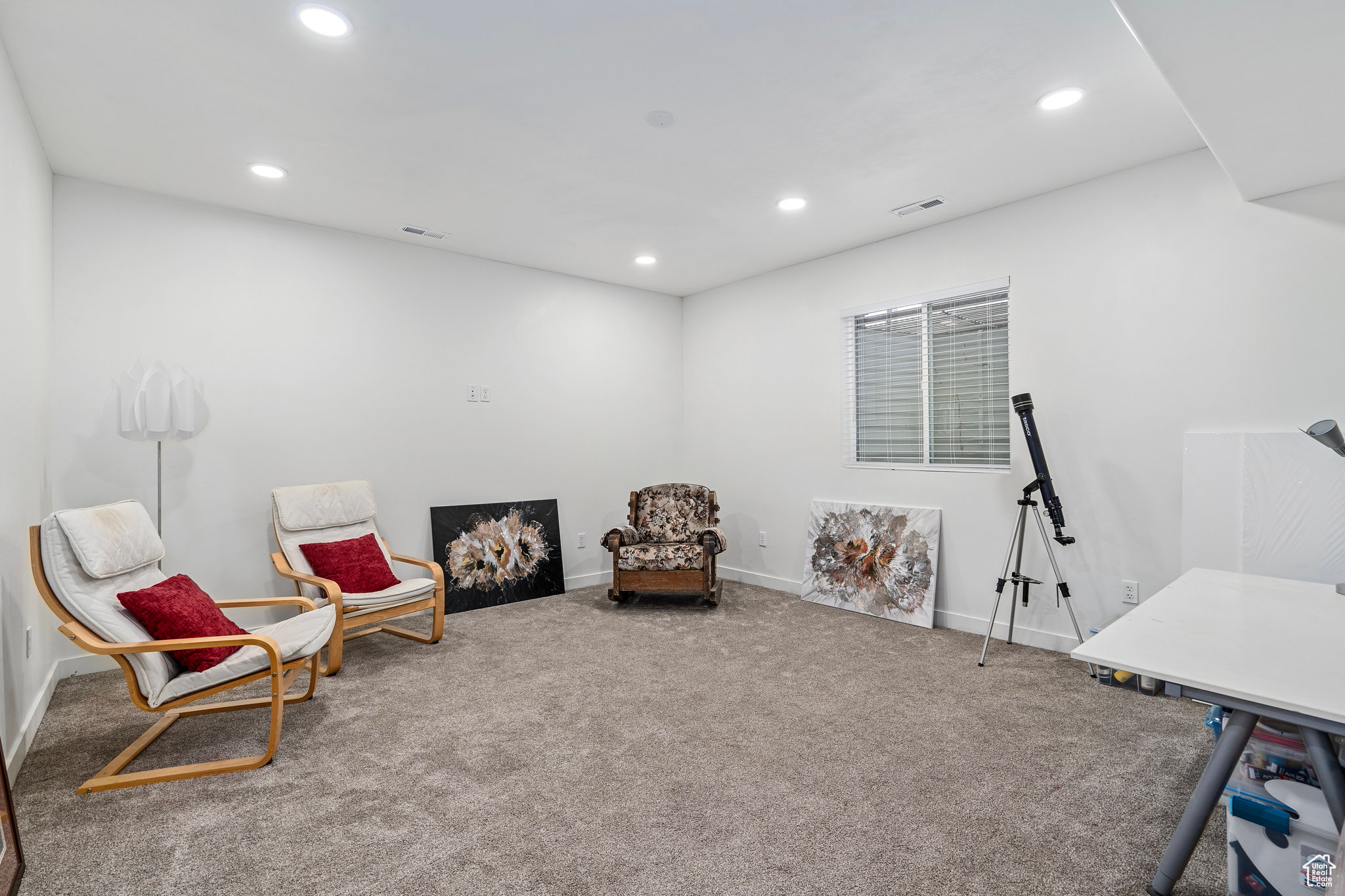 This family room is set up for a future theater room . Not  part of the ADU