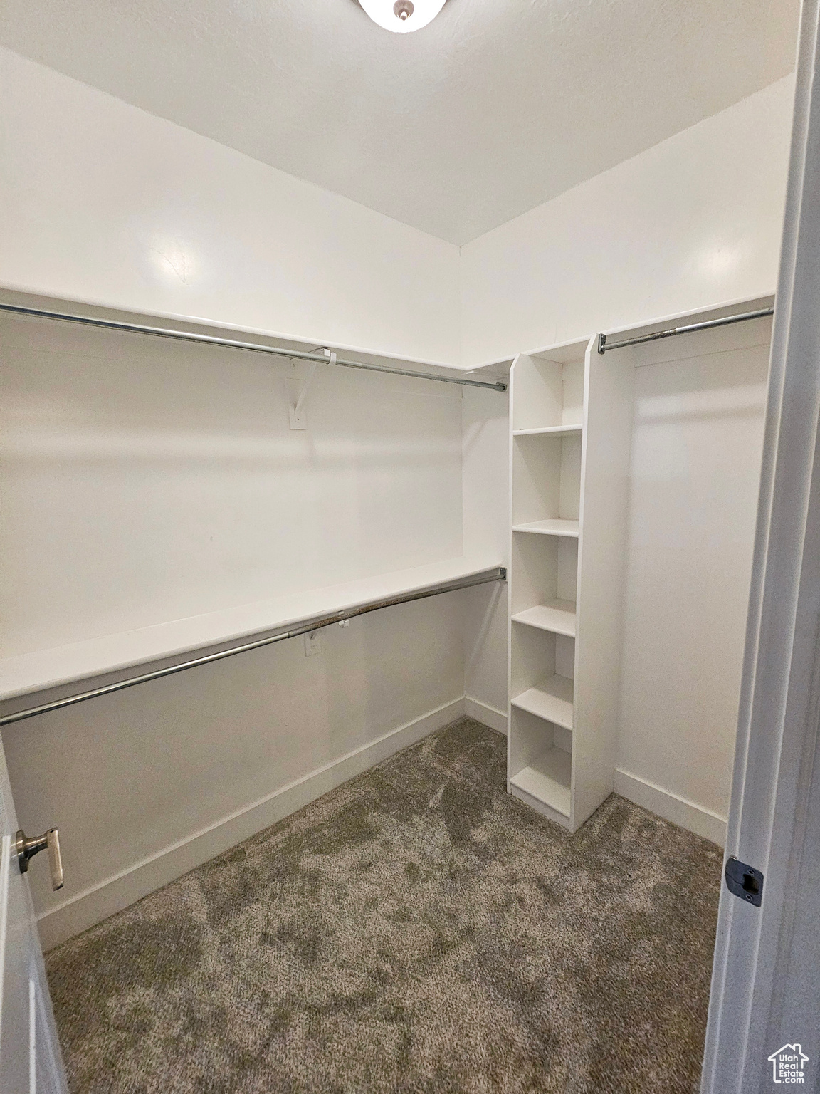 Spacious closet with carpet flooring