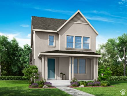 View of front of home featuring a front lawn