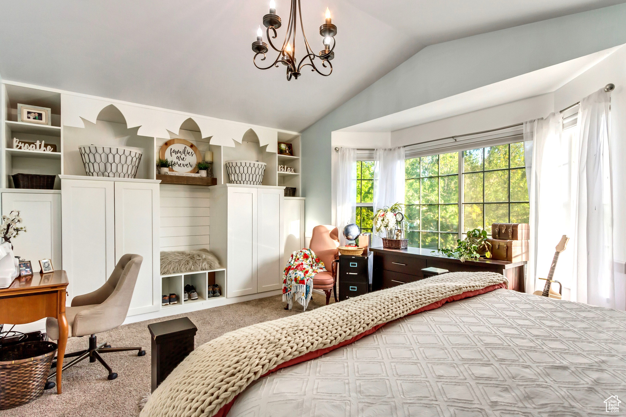 Master bedroom built ins and charming window nook