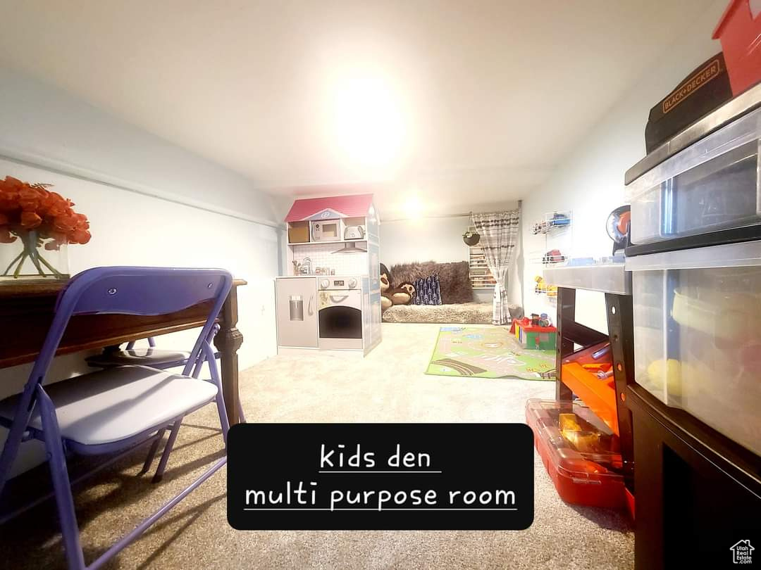 Low ceiling storage space or kids play room in the basement