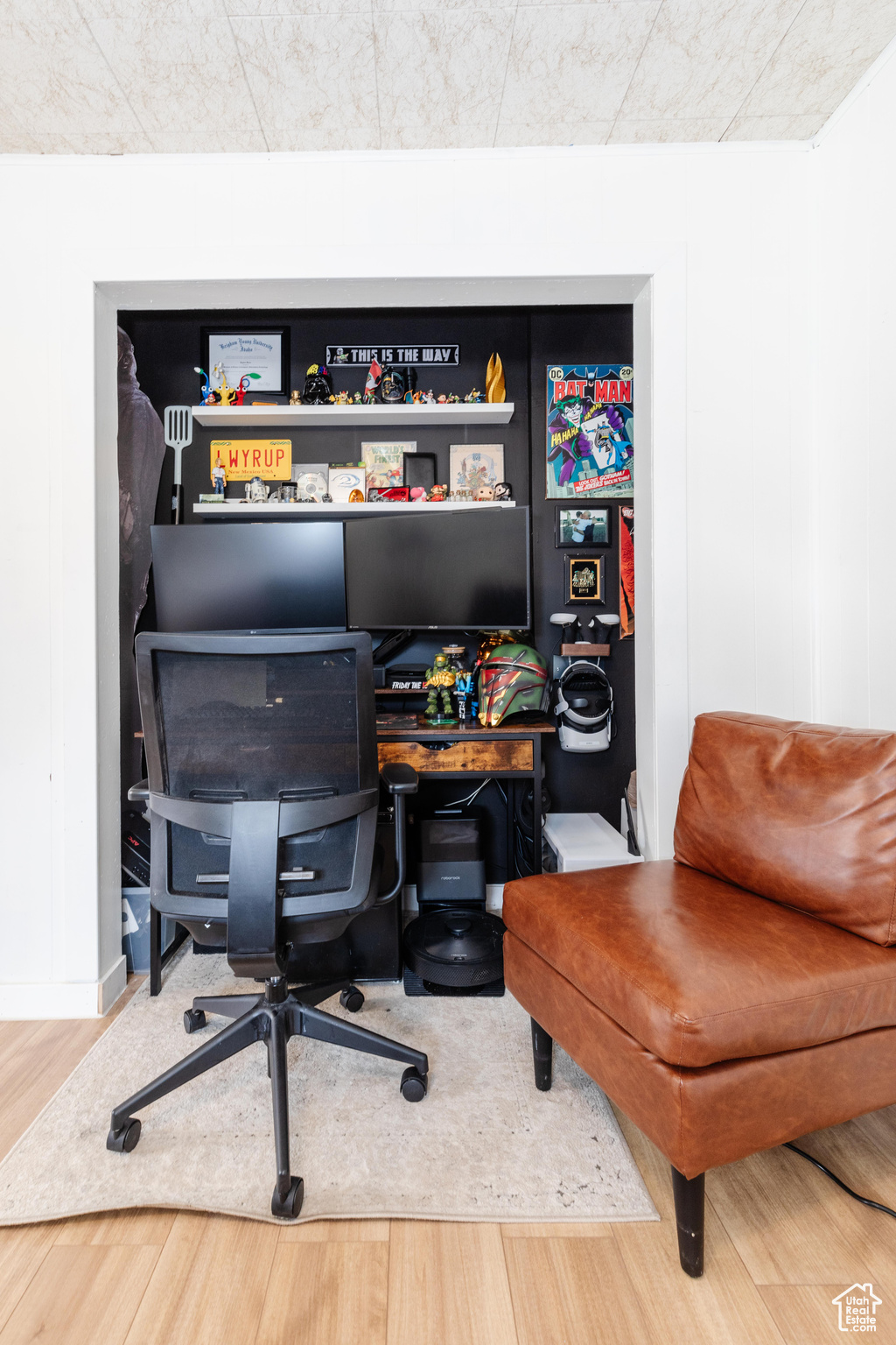 Office featuring hardwood / wood-style floors