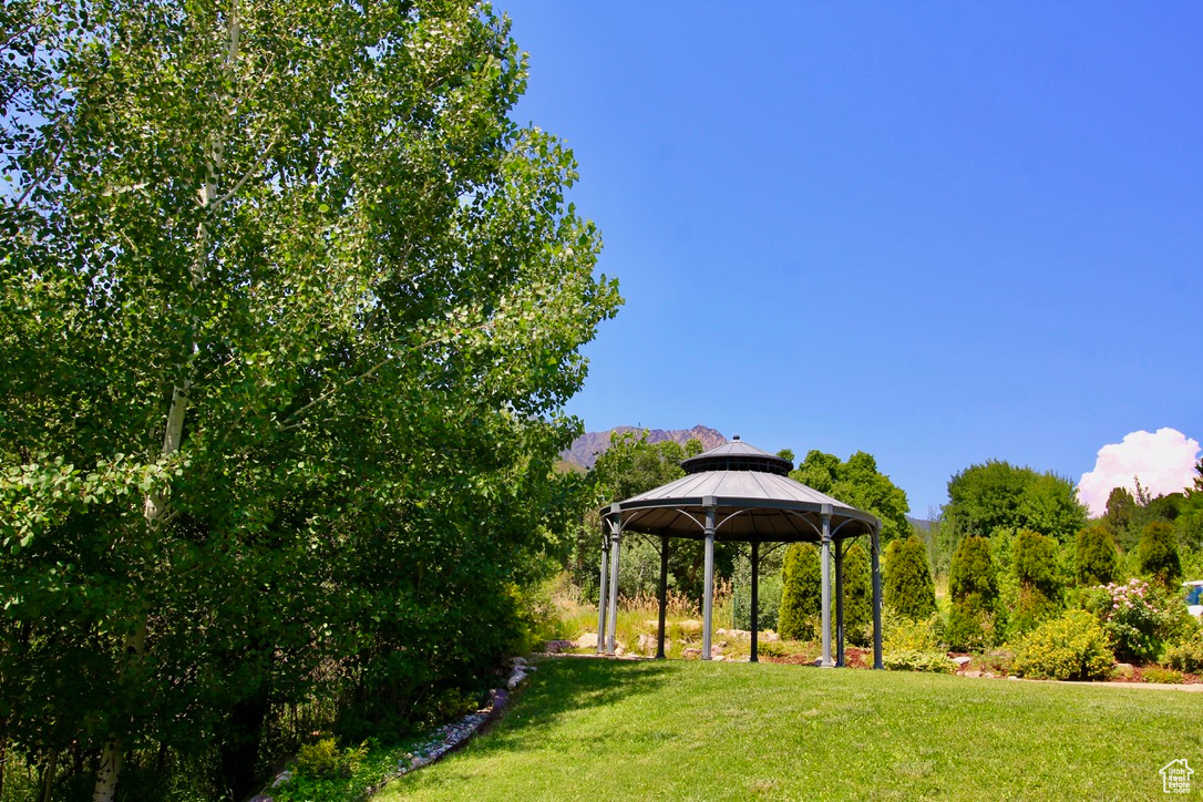 View of yard with a gazebo