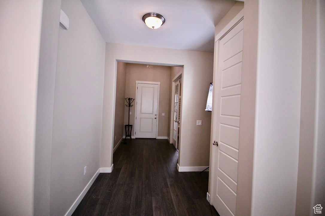 Entry corridor featuring wood-style floors.