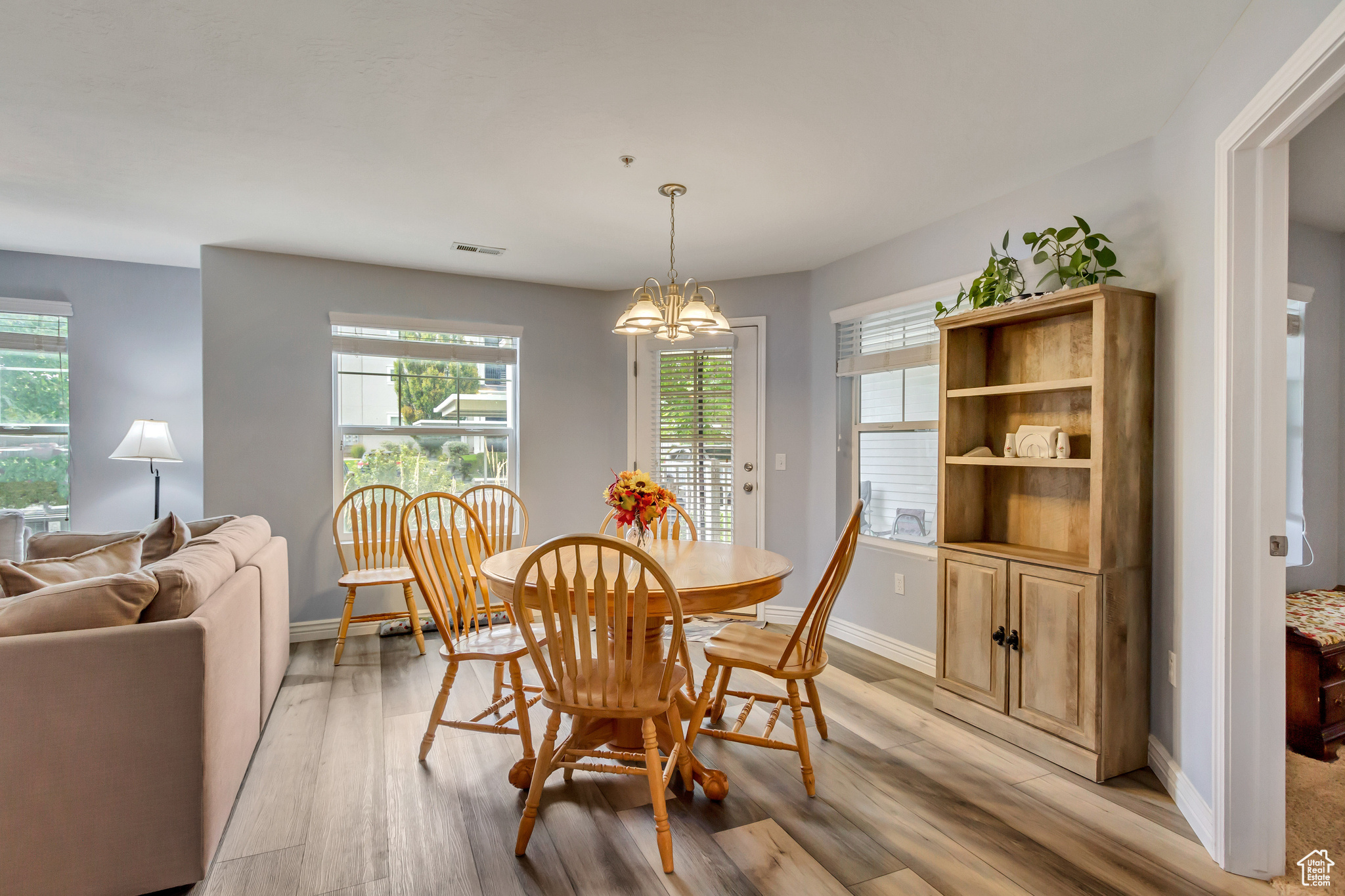 Dining space featuring light hardwood / wood-style floors