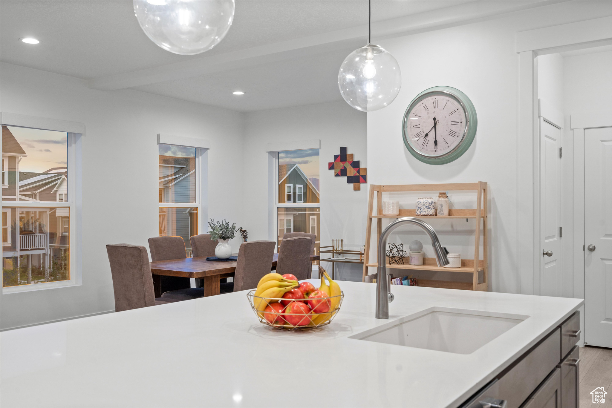 Looking from kitchen to dining area.