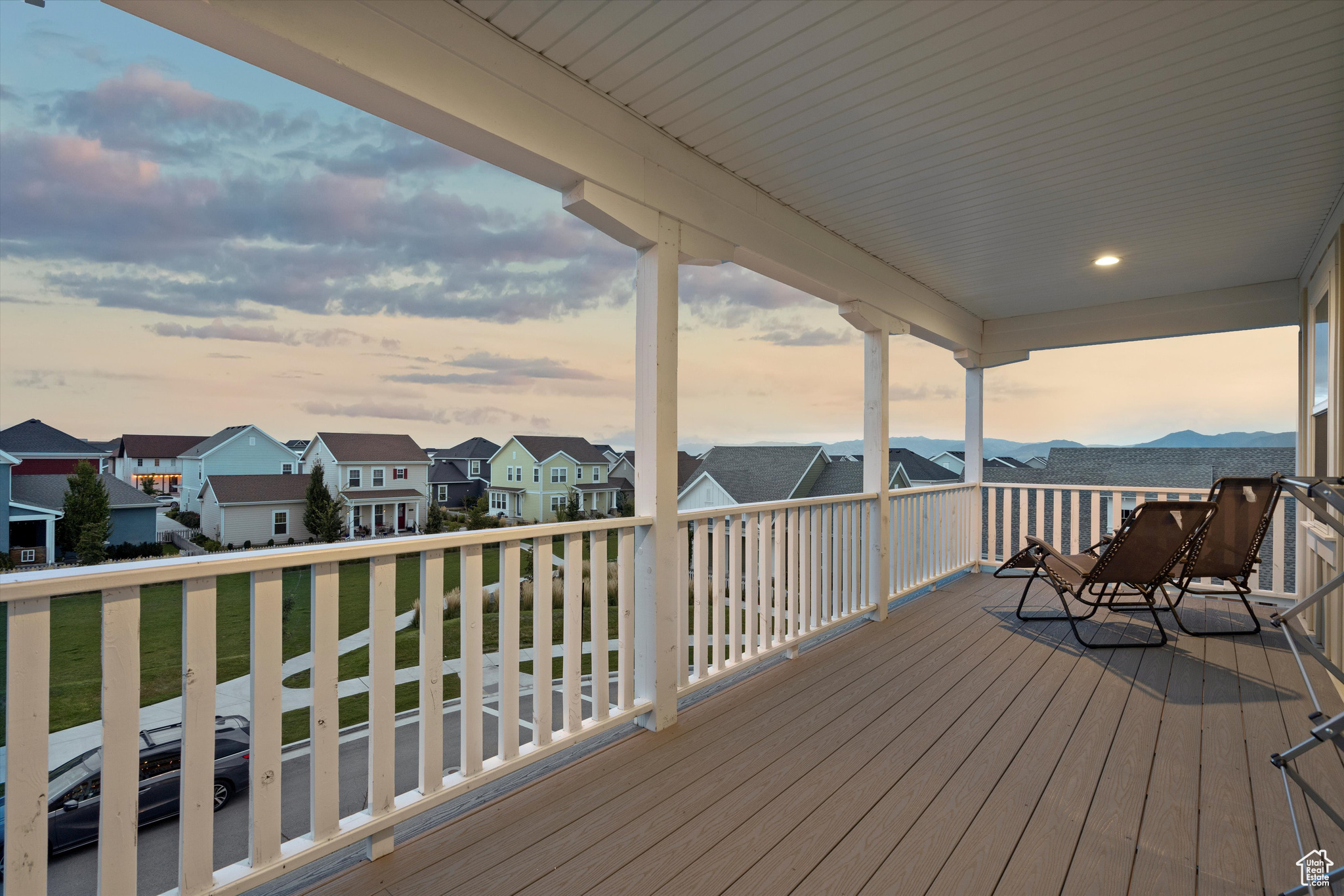 View from 3rd floor balcony at dusk