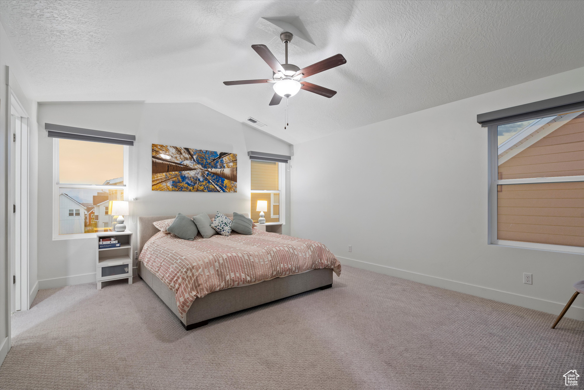 Master bedroom with vaulted ceiling