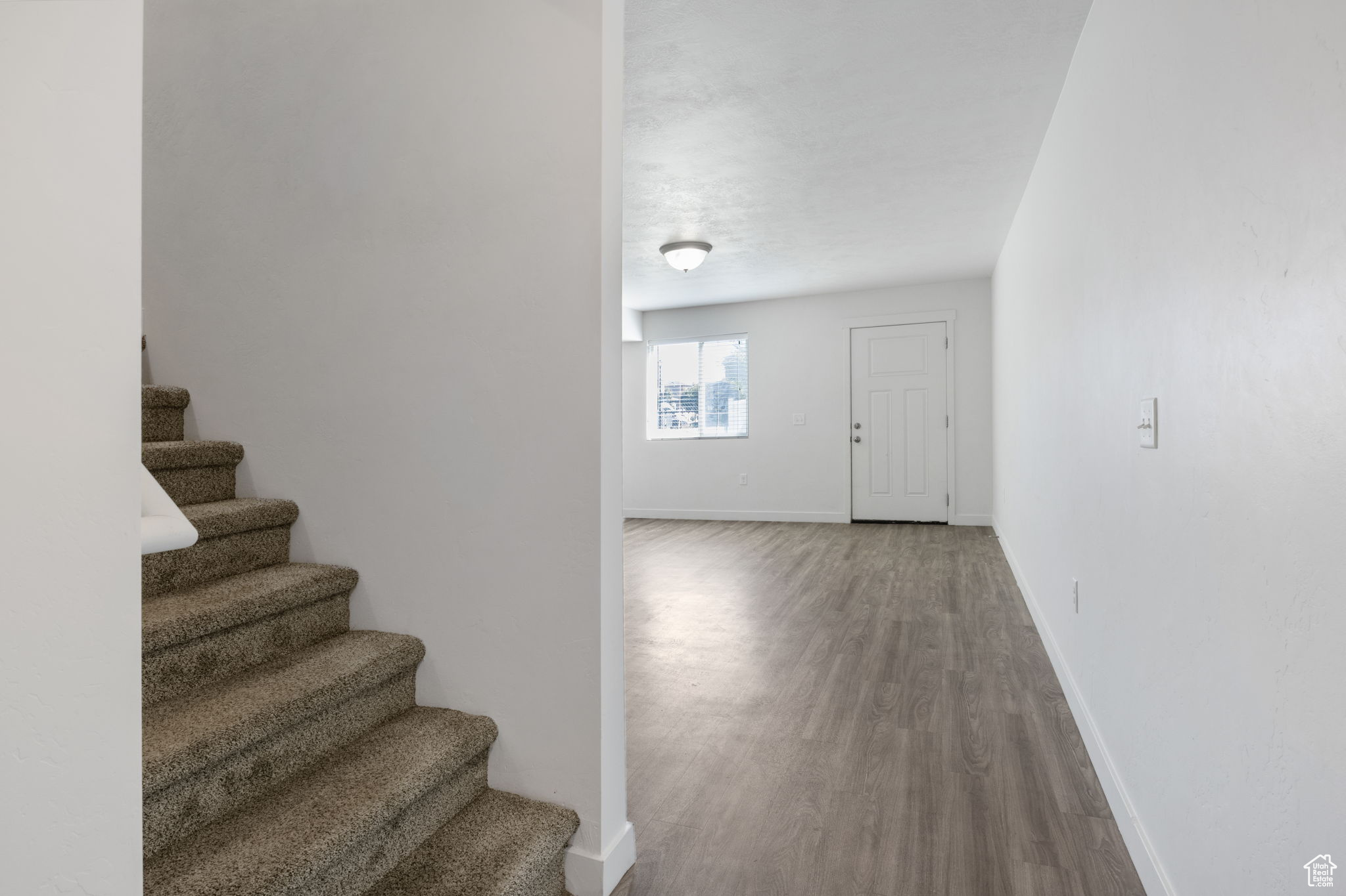 Entrance foyer with wood-type flooring