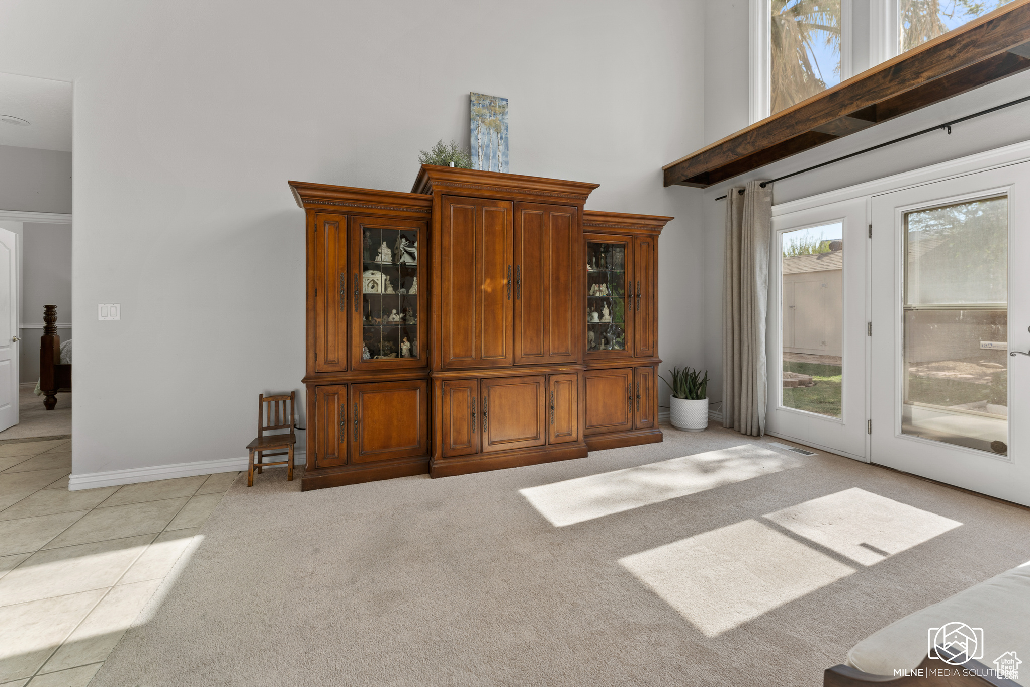 Interior space featuring a high ceiling