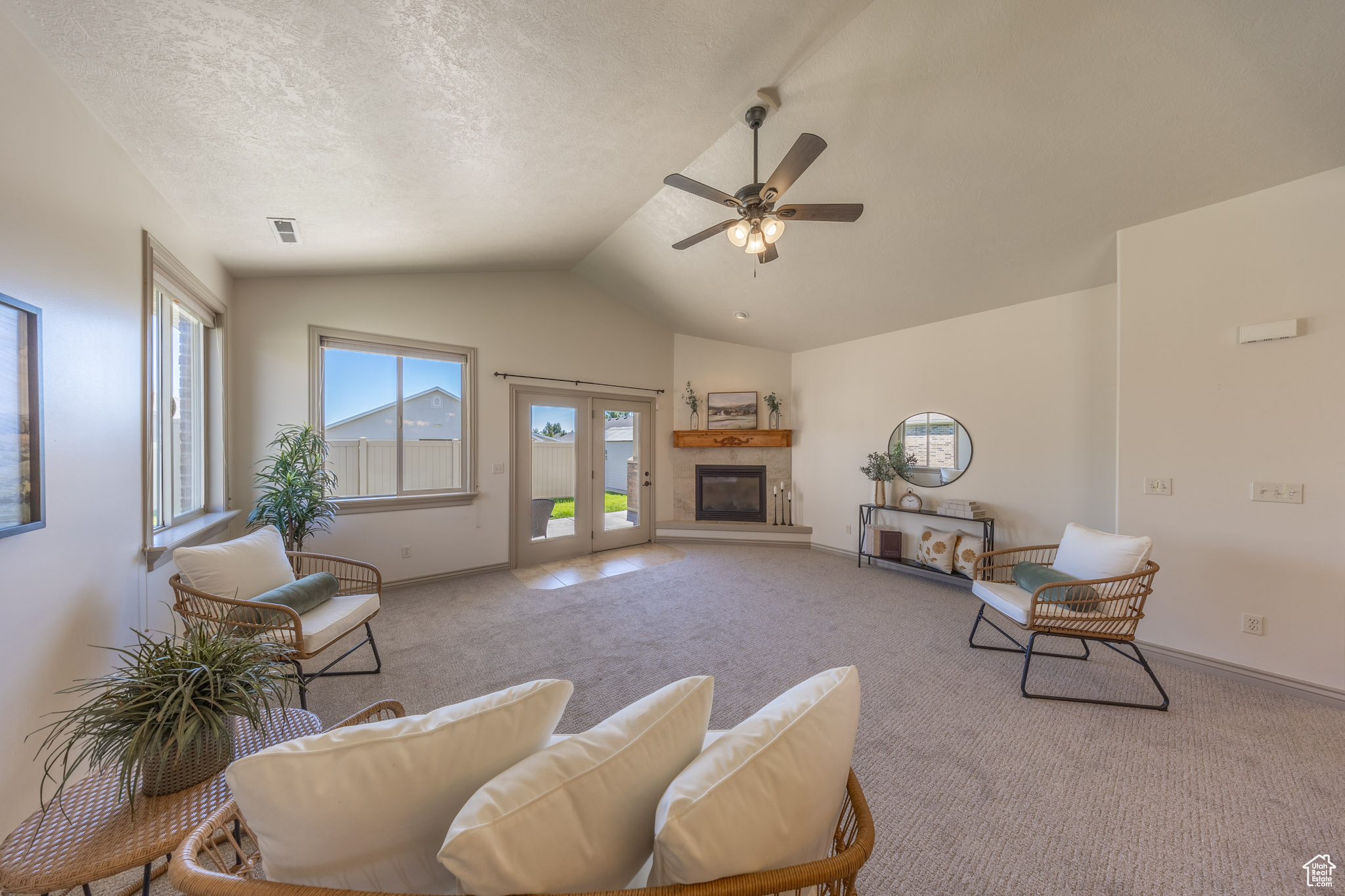 Family room with doors to patio