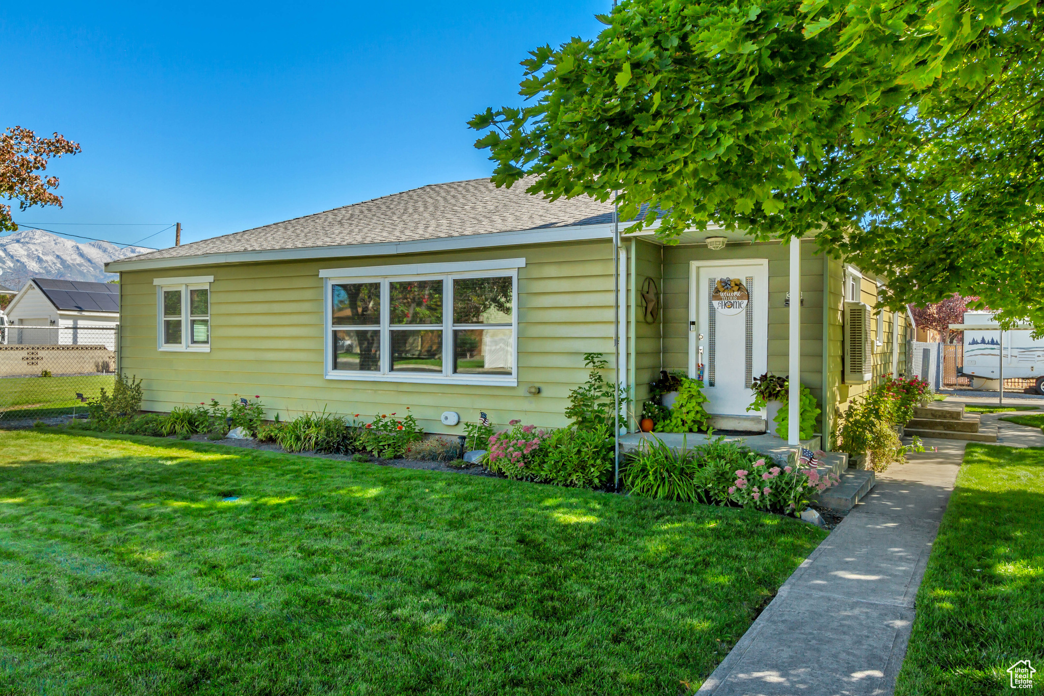 View of front of home with a front yard