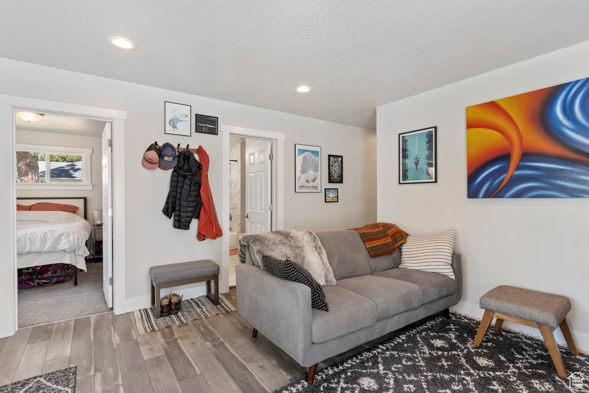 Living room featuring hardwood / wood-style flooring