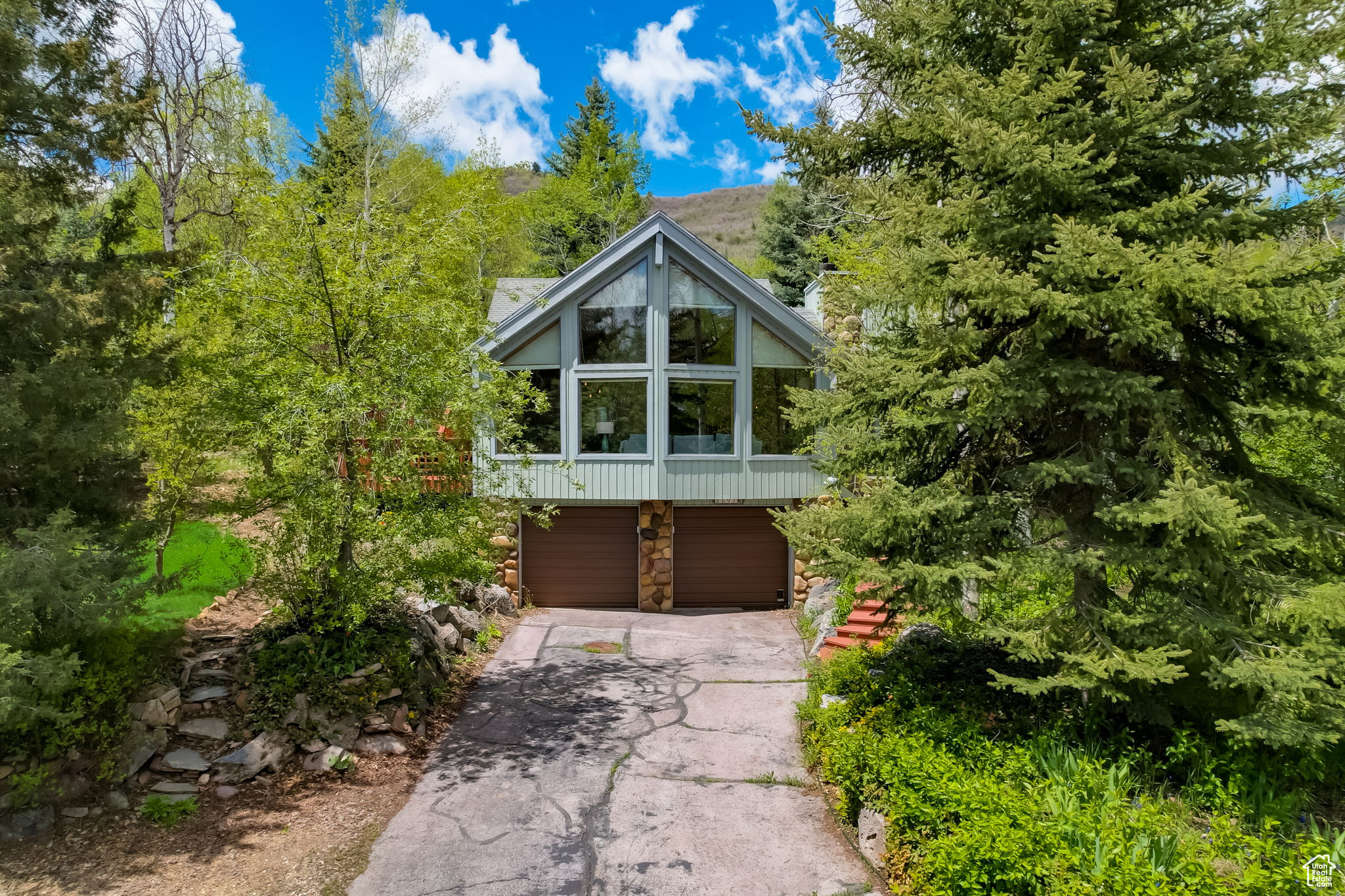 View of front of home with a garage