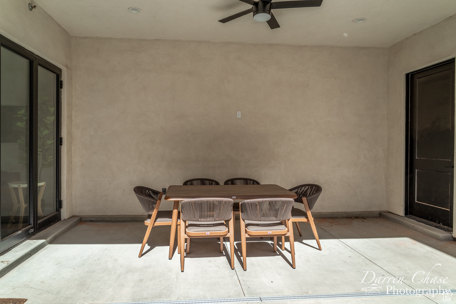 Interior space with ceiling fan