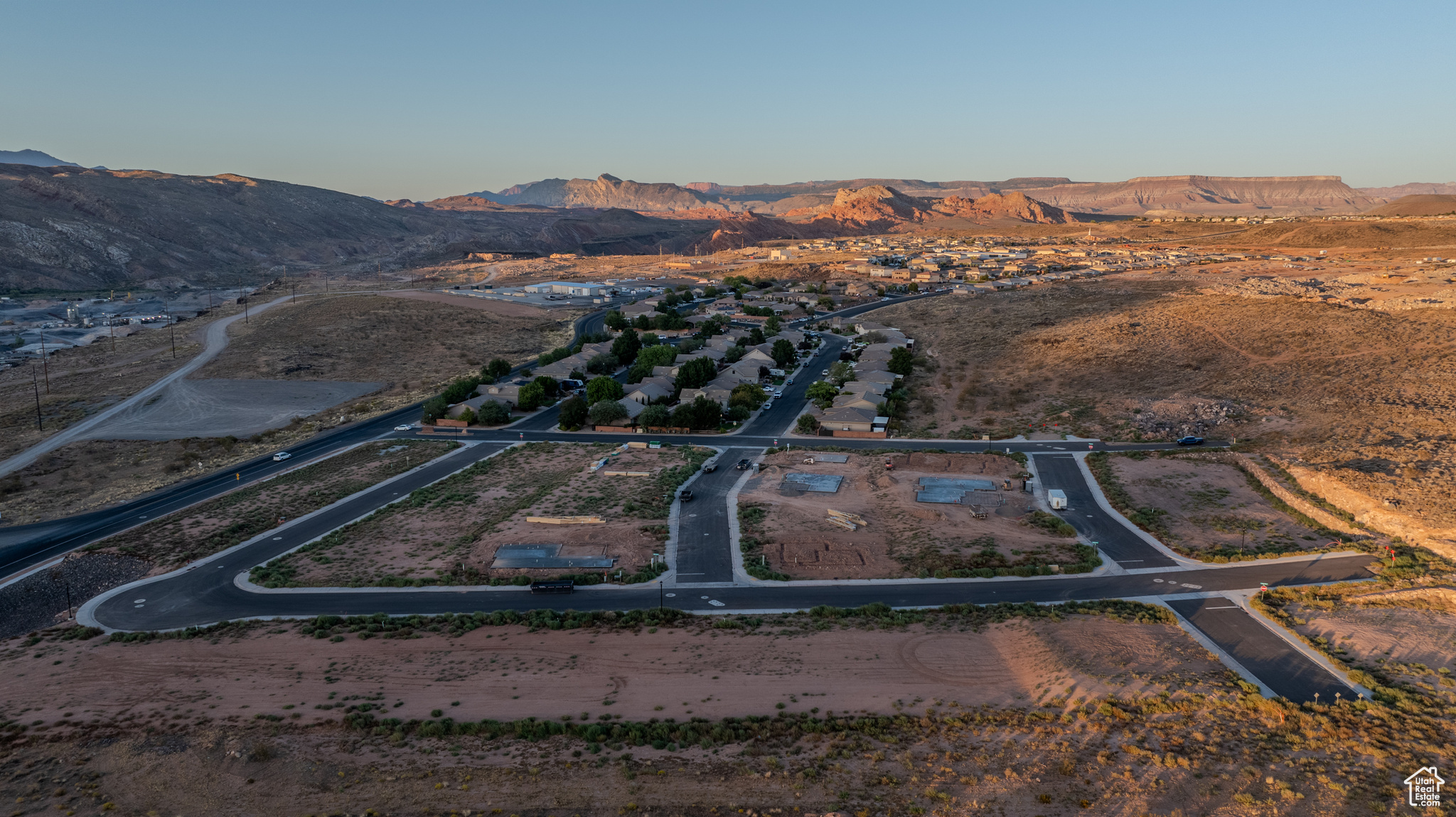 Drone / aerial view with a mountain view