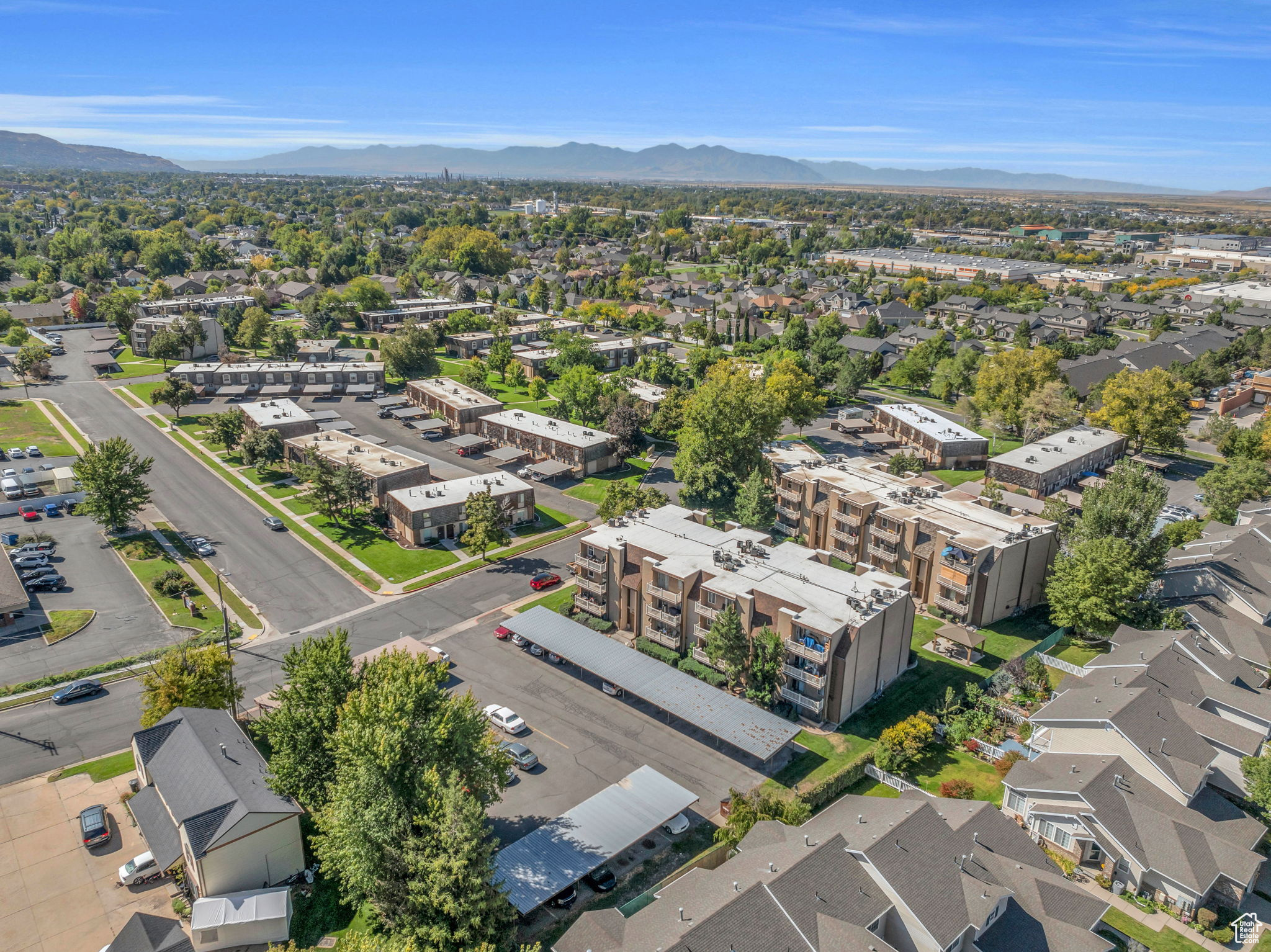 Drone / aerial view with a mountain view