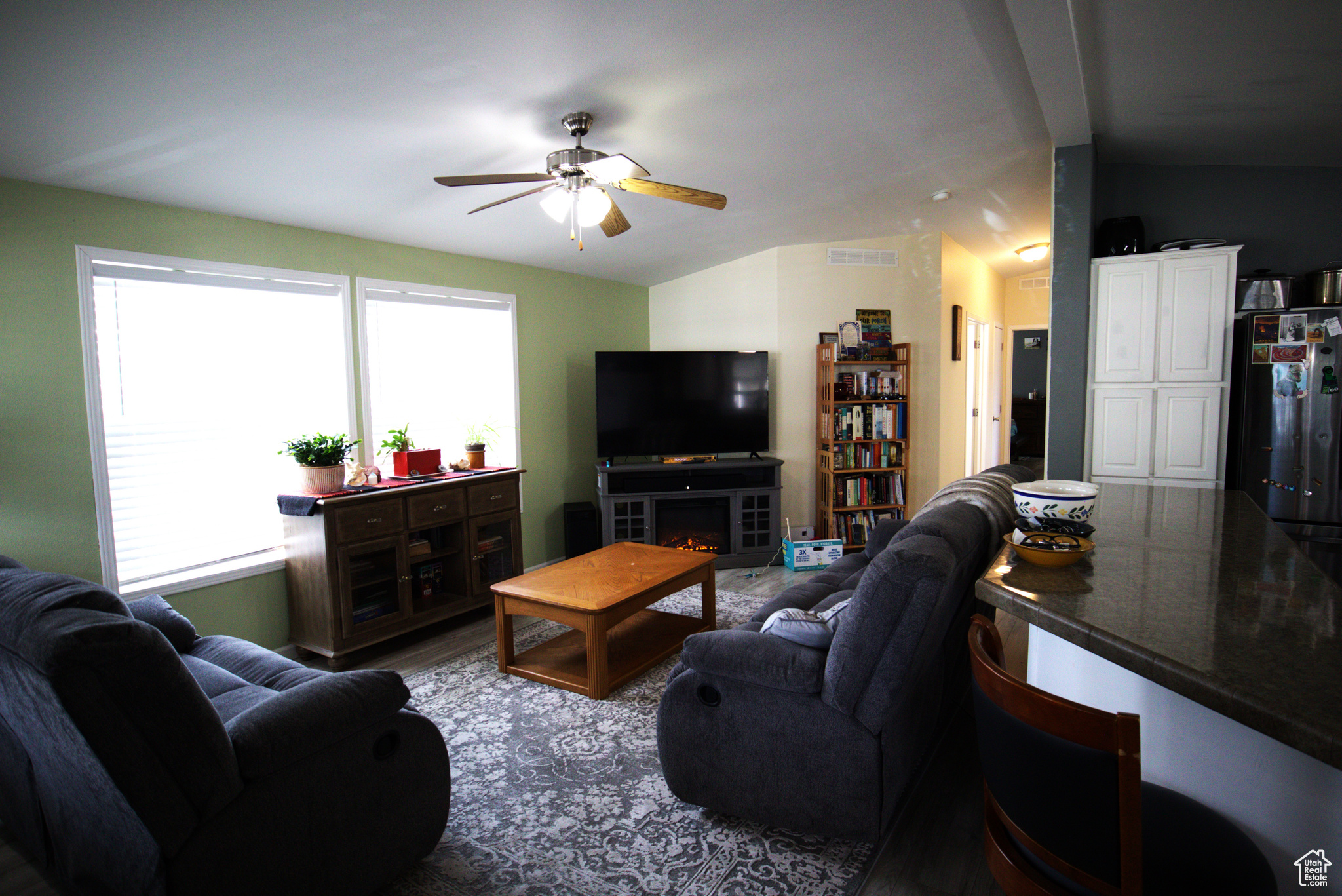 Spacious family room with vault