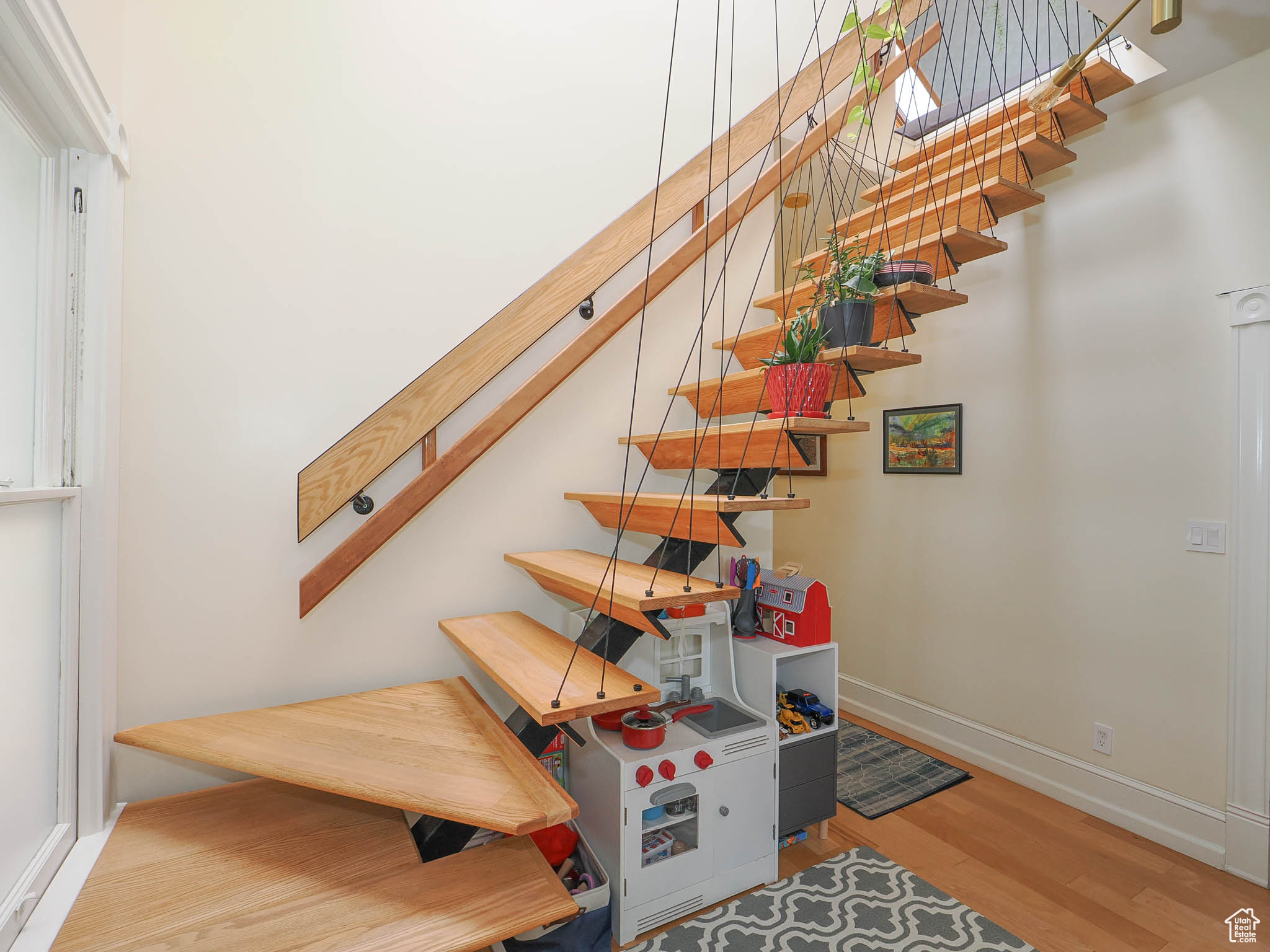 Stairway with wood-type flooring