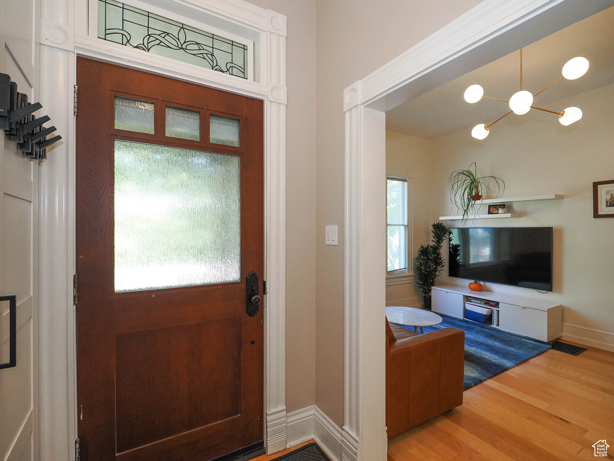 Entryway with hardwood / wood-style flooring and plenty of natural light