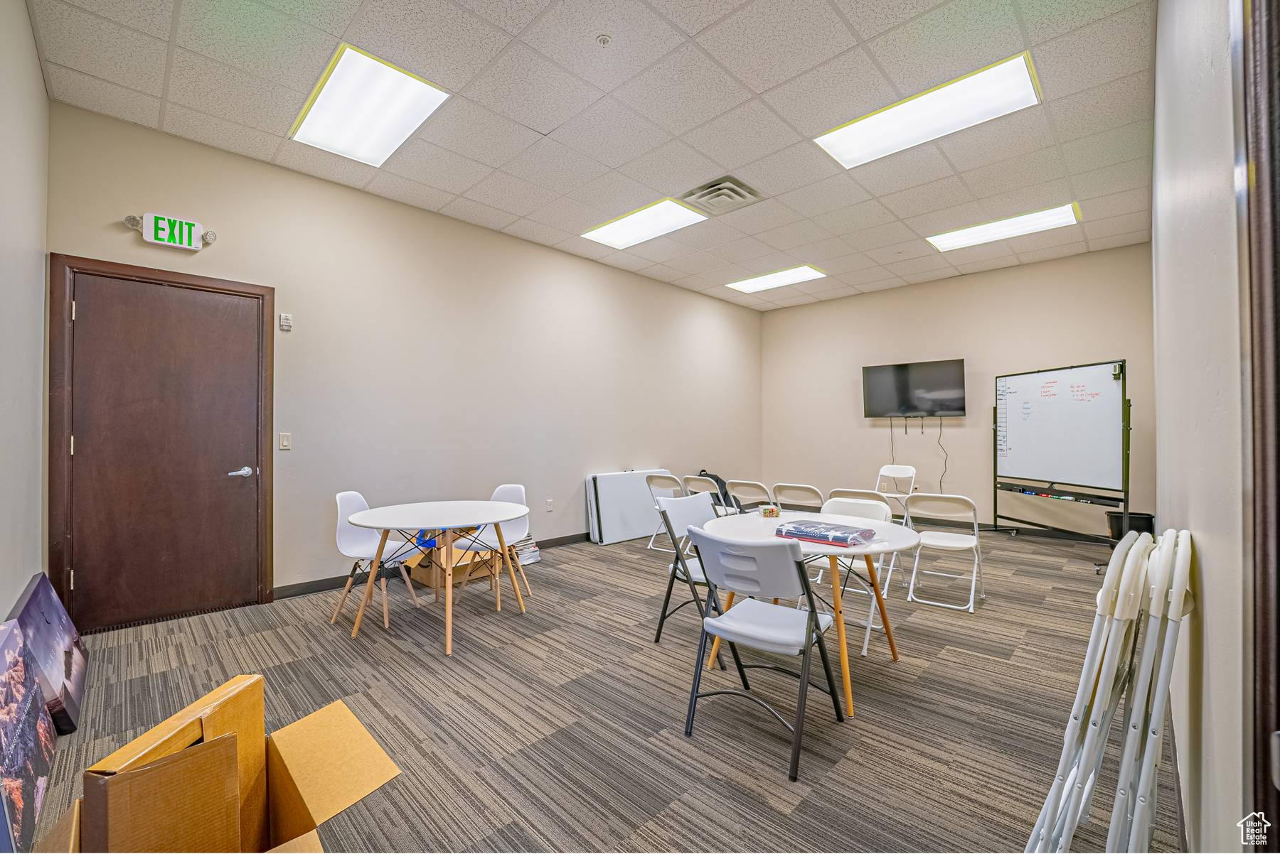 Interior space with a paneled ceiling