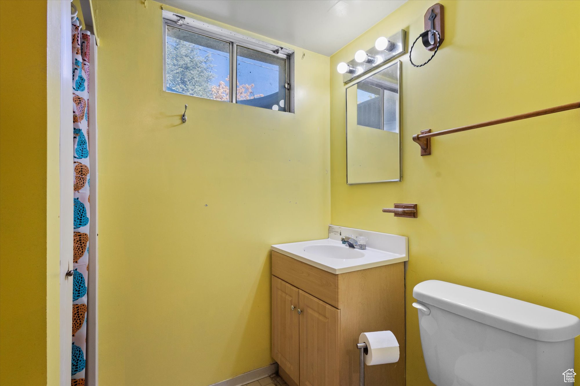 Bathroom with vanity and toilet