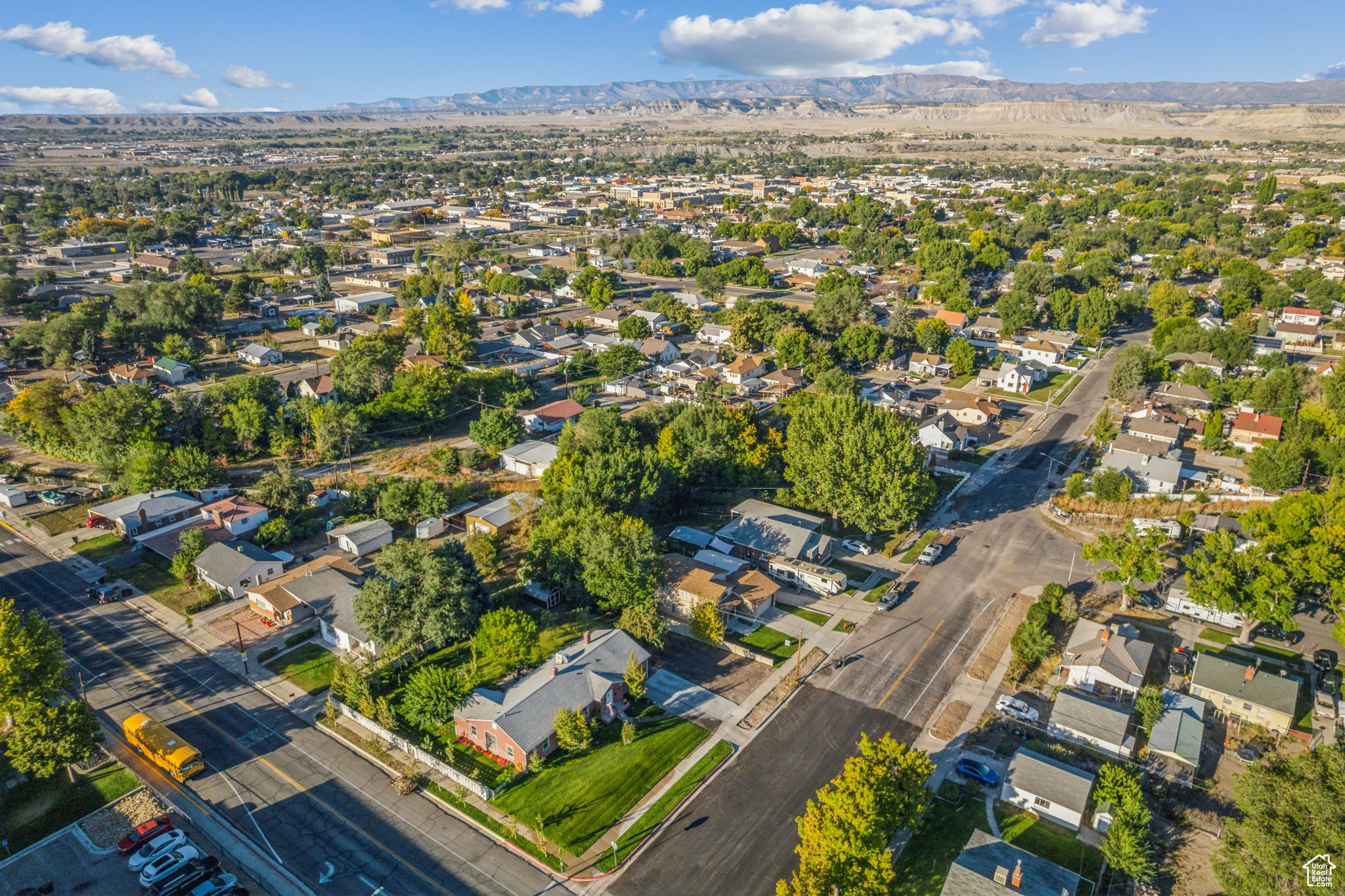 Aerial view featuring a mountain view