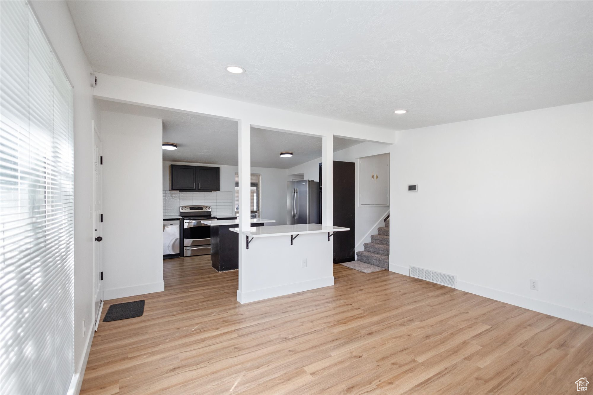 Interior space featuring light hardwood / wood-style flooring