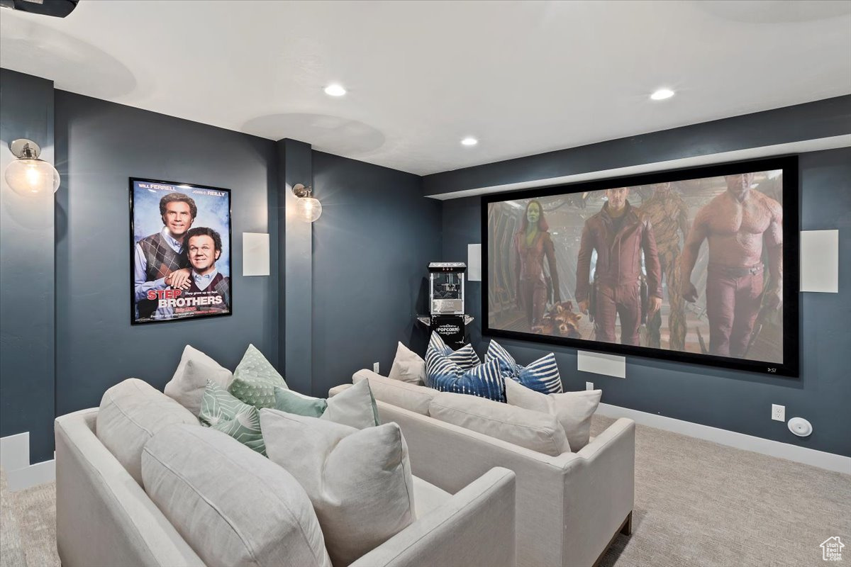 View of carpeted cinema room