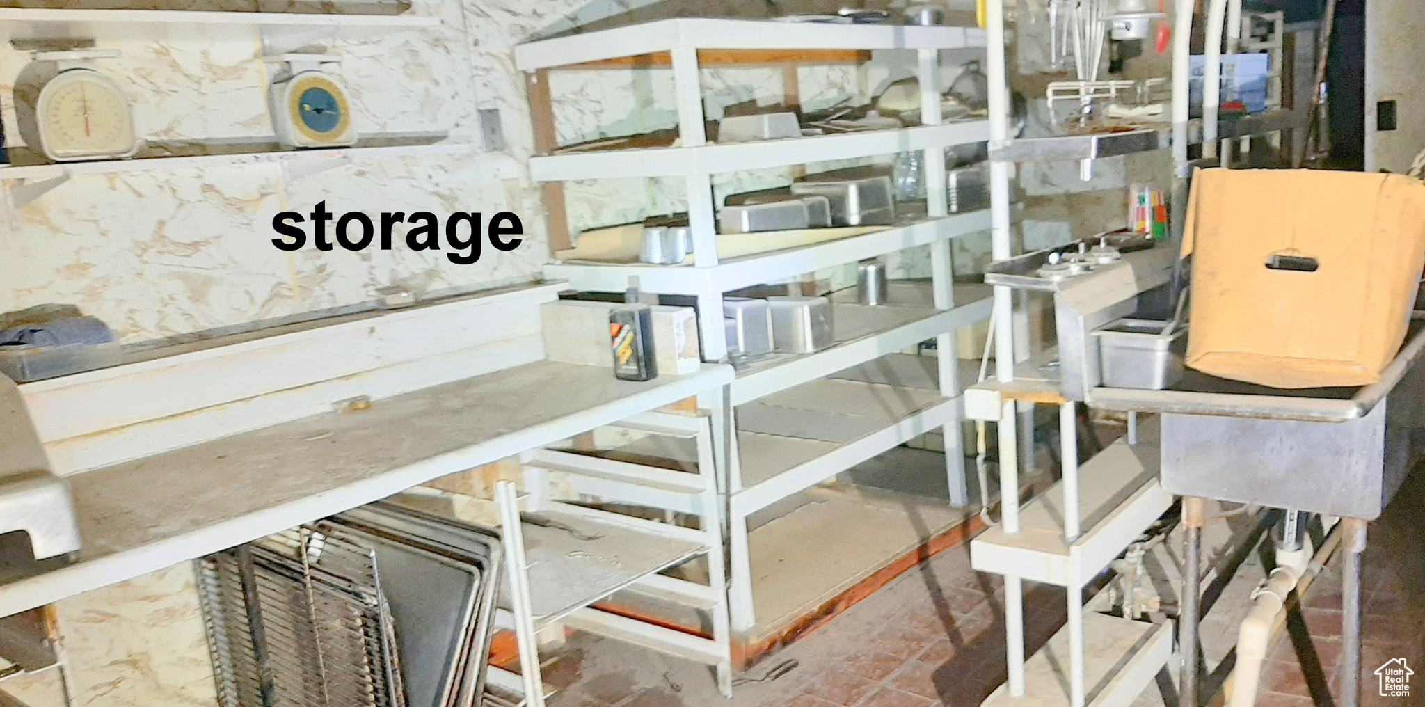 Easy to reach storage shelves.