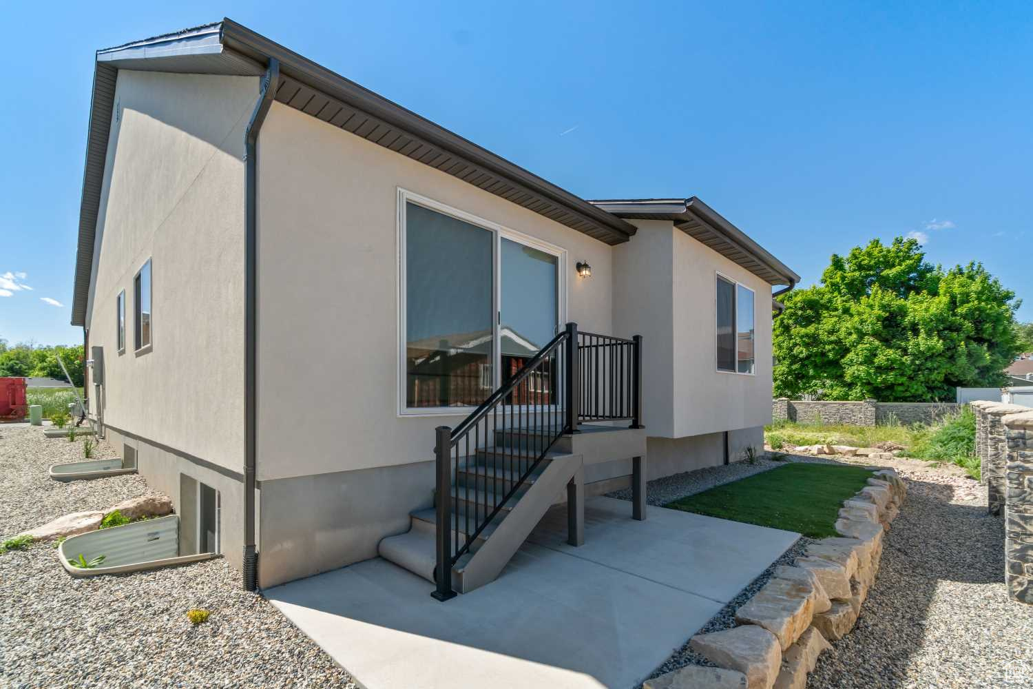 Fully landscaped backyard with water-wise landscaping