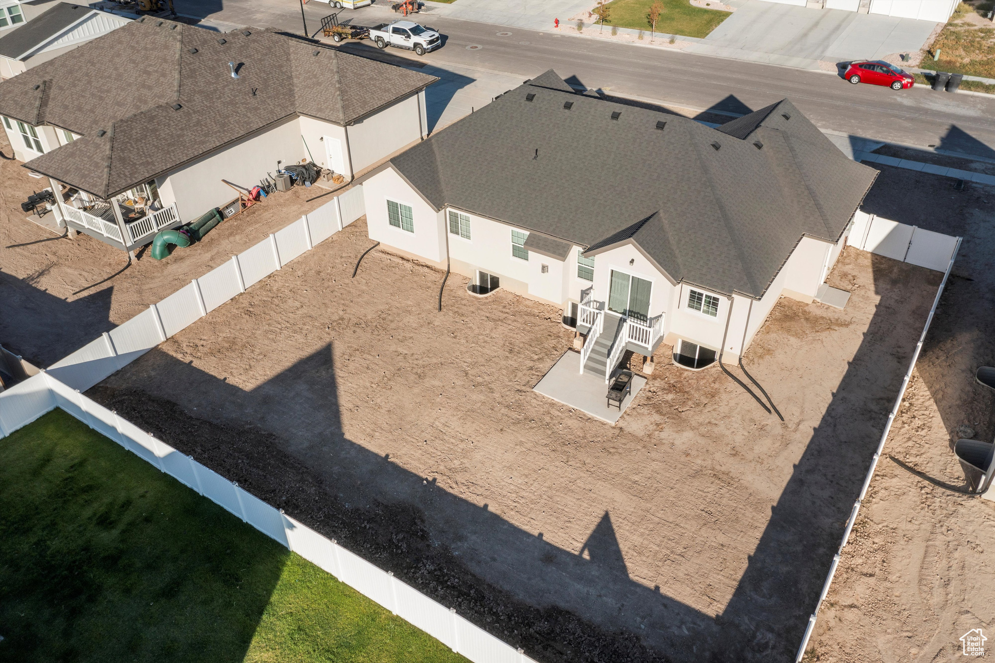 Drone / aerial view fully fenced yard